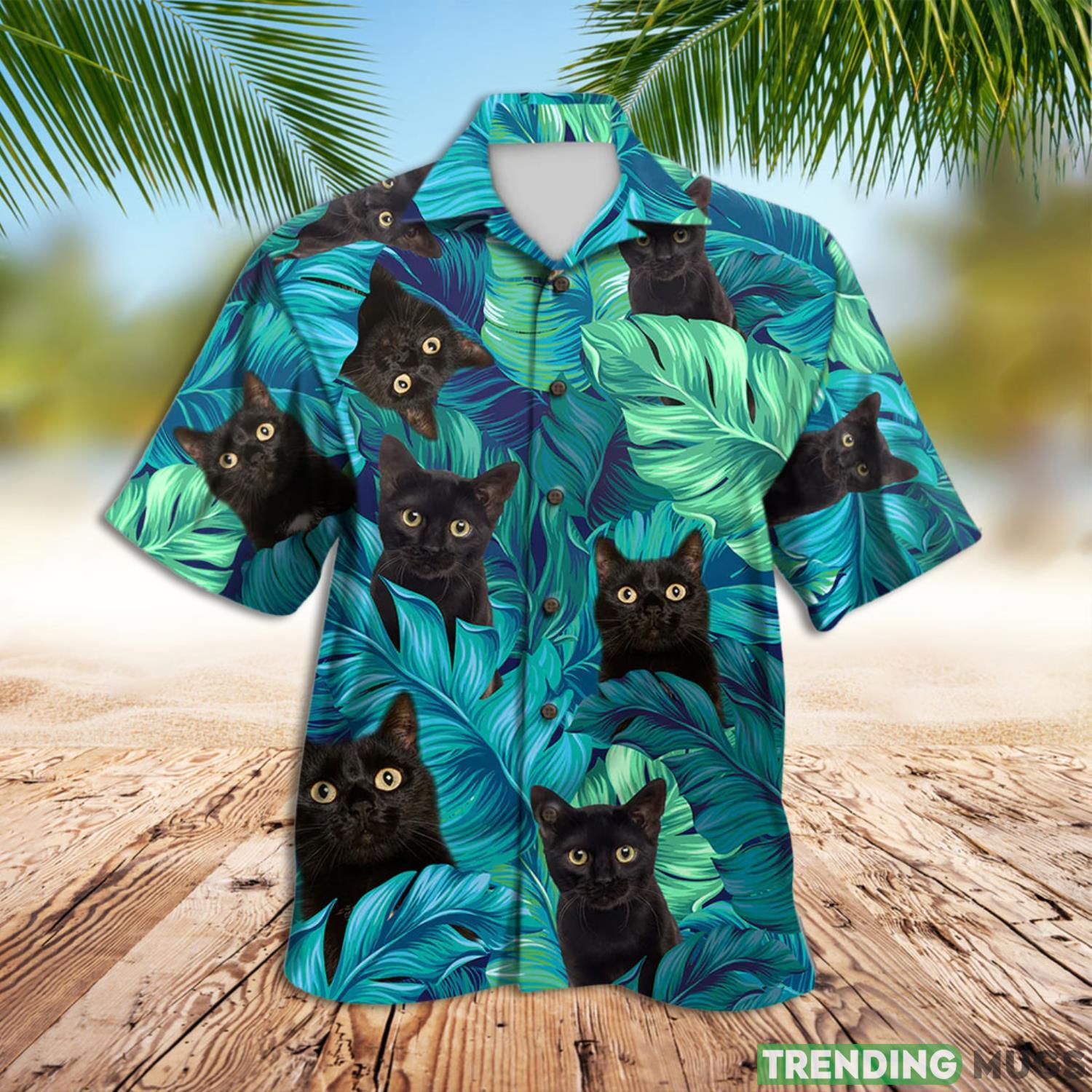 Cat Lovers Black Cat Palm Leaves Hawaiian Shirt Summer Gift For Men And Women Product Photo 1 Cat Lovers Black Cat Palm Leaves Hawaiian Shirt Summer Gift For Men And Women Product Photo 1