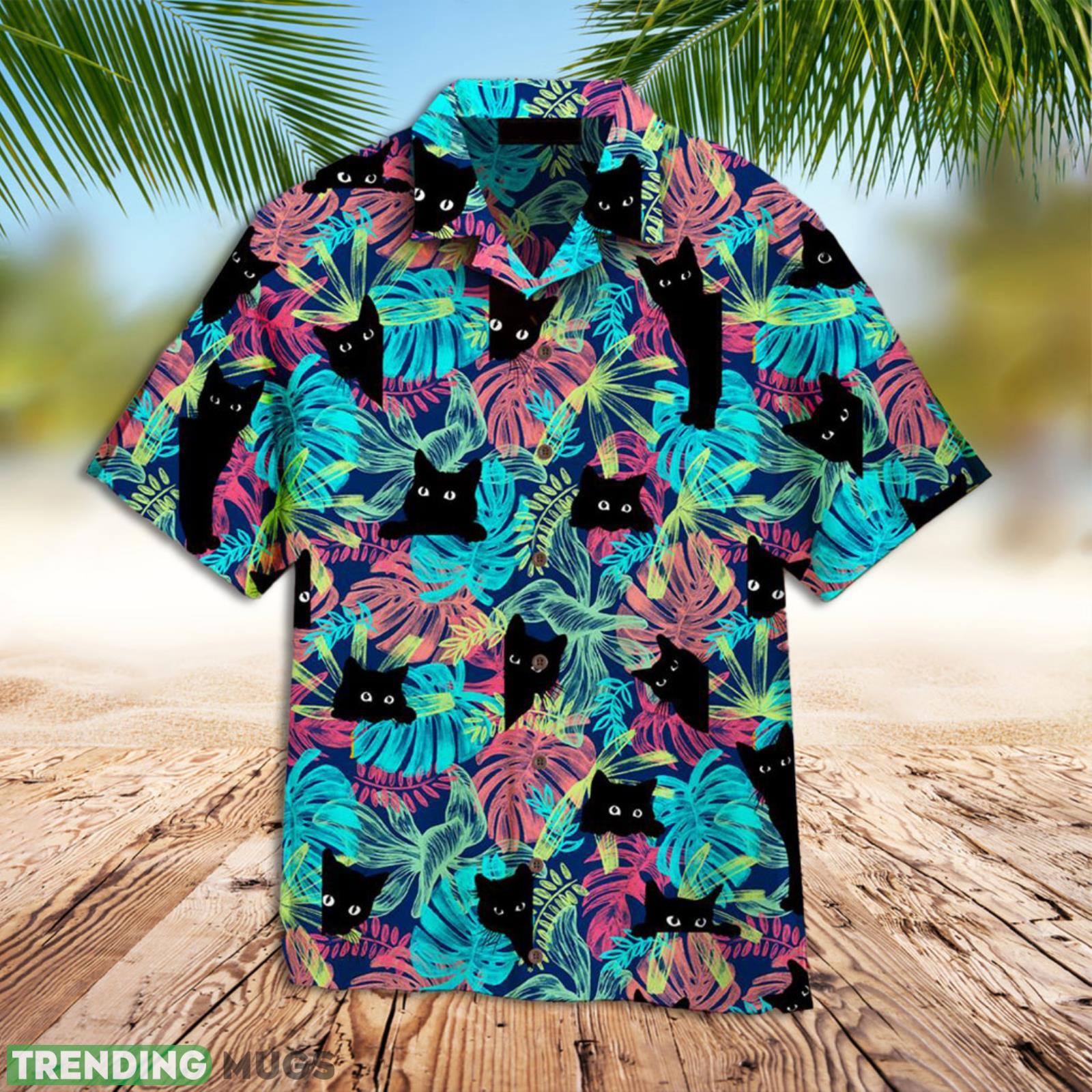 Cat Lovers Black Cat Tropical Leaves Hawaiian Shirt Summer Gift For Men And Women Product Photo 1 Cat Lovers Black Cat Tropical Leaves Hawaiian Shirt Summer Gift For Men And Women Product Photo 1