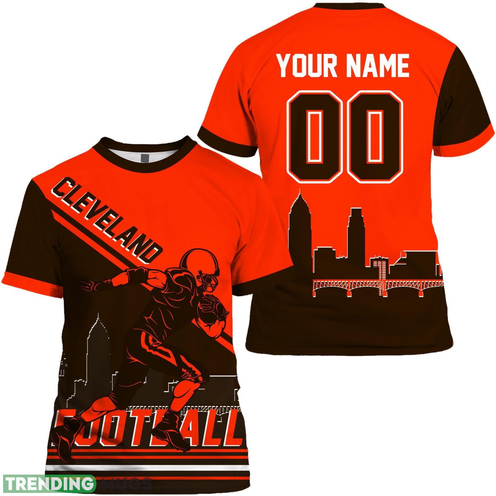 Cleveland 3D T- Shirt Cleveland Football Shirt Custom Name And Number For Fans Product Photo 1 Cleveland 3D T- Shirt Cleveland Football Shirt Custom Name And Number For Fans Product Photo 1