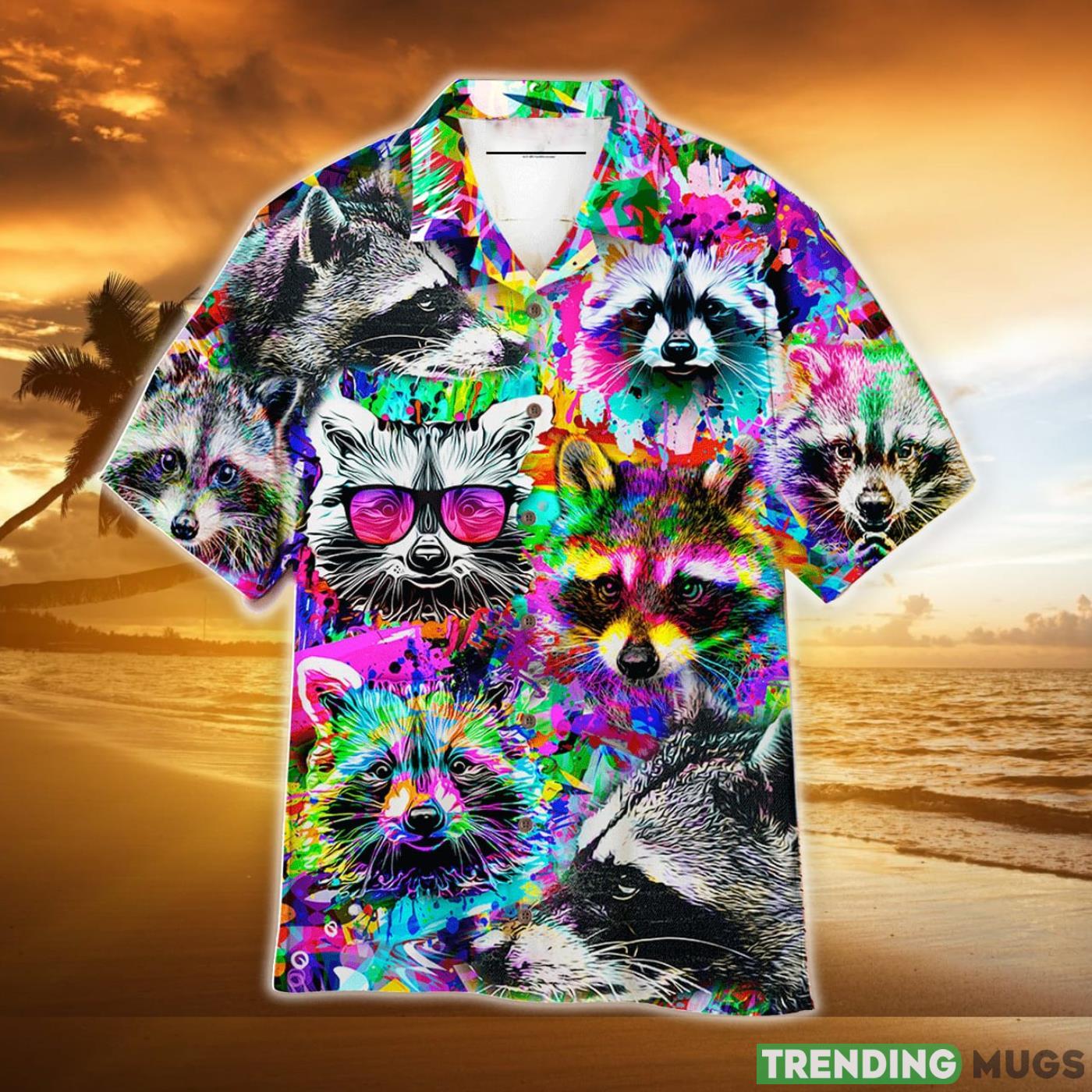Colorful Raccoons Aloha Hawaiian Shirt Product Photo 1 Colorful Raccoons Aloha Hawaiian Shirt Product Photo 1