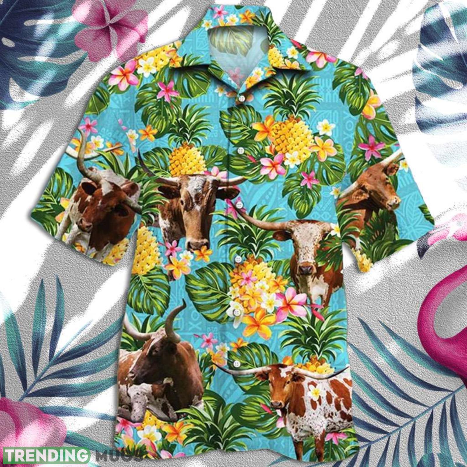 Cow Button Shirt Tx Longhorn Cattle Lovers Pineapple Aloha Hawaiian Shirt Product Photo 1 Cow Button Shirt Tx Longhorn Cattle Lovers Pineapple Aloha Hawaiian Shirt Product Photo 1