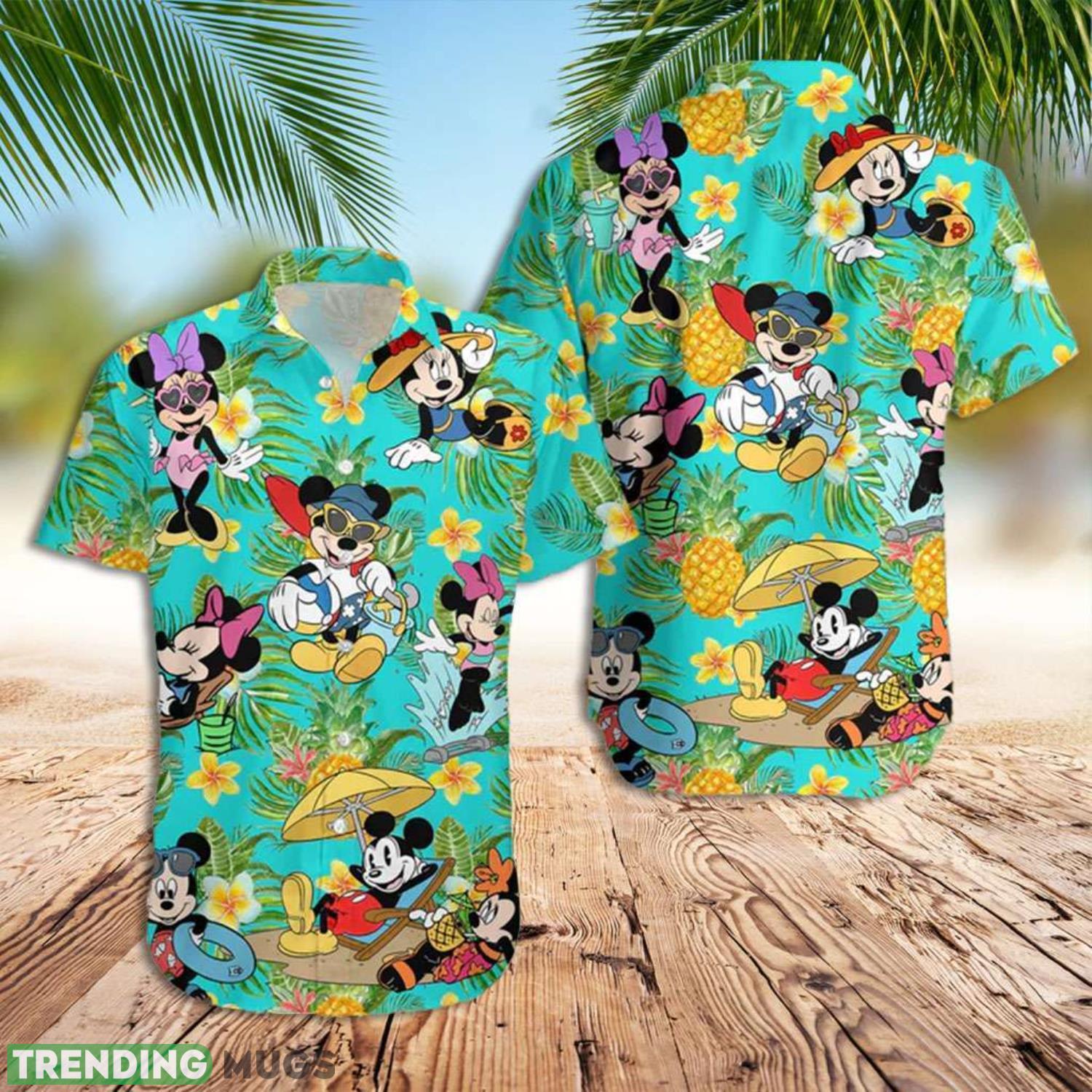 Disney Button Shirt Mickey Minnie Pineapple Aloha Hawaiian Shirt Product Photo 1 Disney Button Shirt Mickey Minnie Pineapple Aloha Hawaiian Shirt Product Photo 1