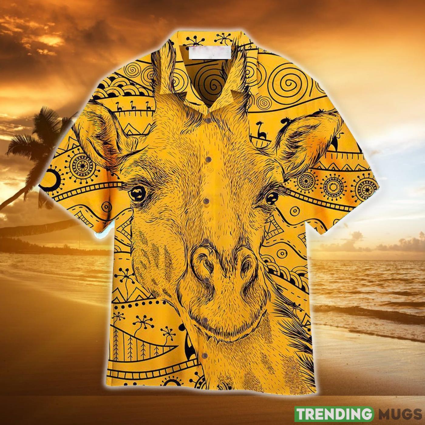 Giraffe African Yellow Aloha Hawaiian Shirt Product Photo 1