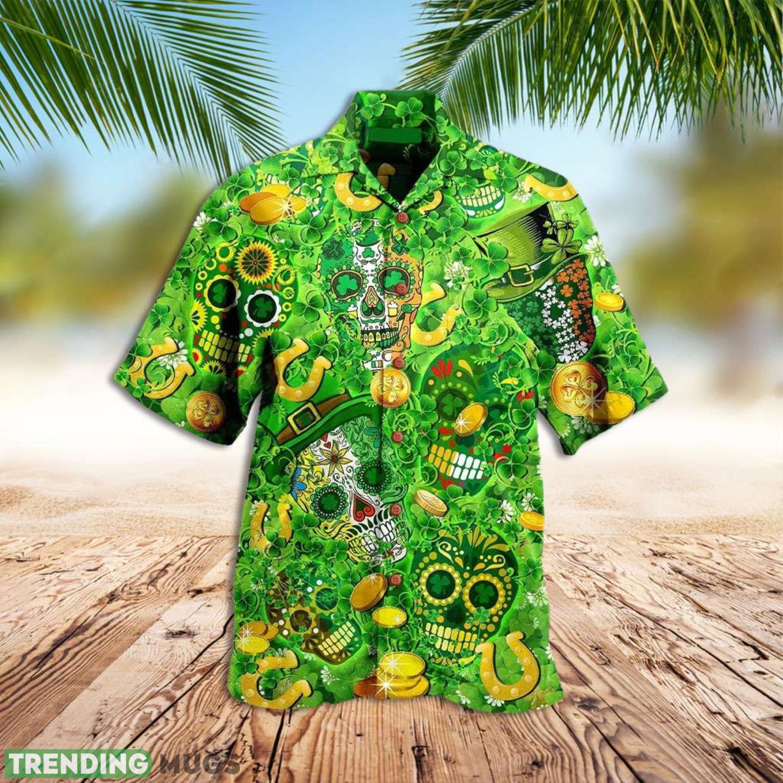 Green Button Shirt Green Sugar Skull St Patrick 8217s Day Aloha Hawaiian Shirt Product Photo 1 Green Button Shirt Green Sugar Skull St Patrick 8217s Day Aloha Hawaiian Shirt Product Photo 1