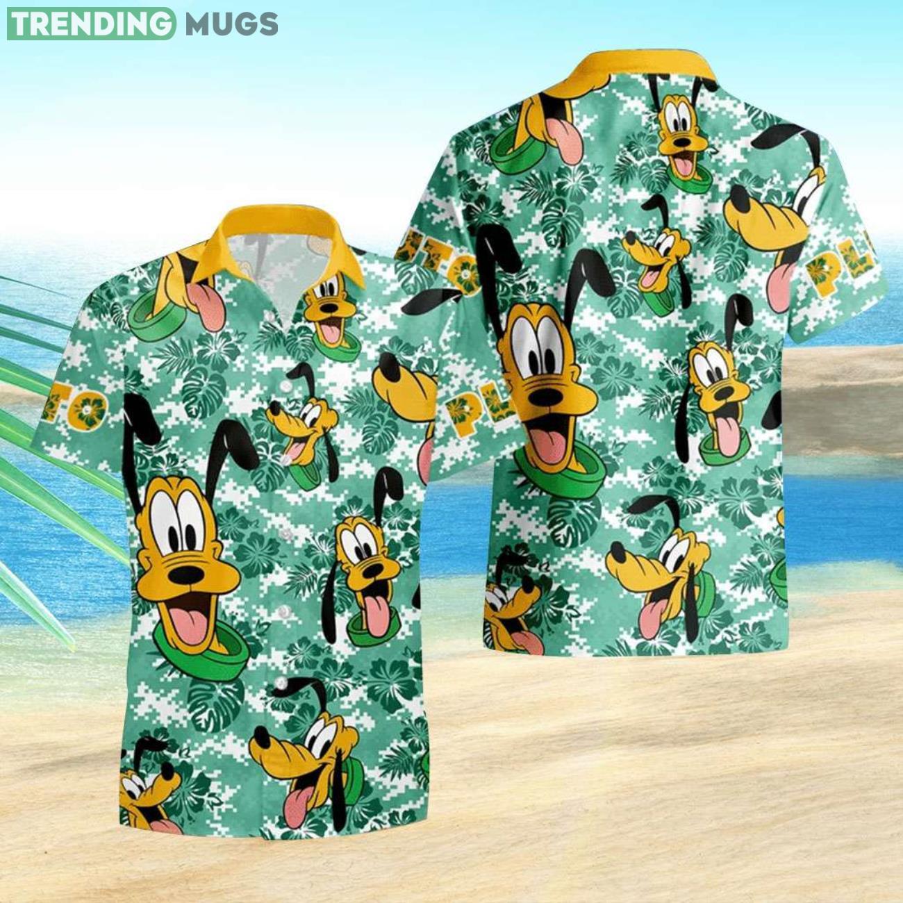 Green Cute Summer Gift Pluto Dog Palm Leaves Hawaiian Shirt Product Photo 1 Green Cute Summer Gift Pluto Dog Palm Leaves Hawaiian Shirt Product Photo 1