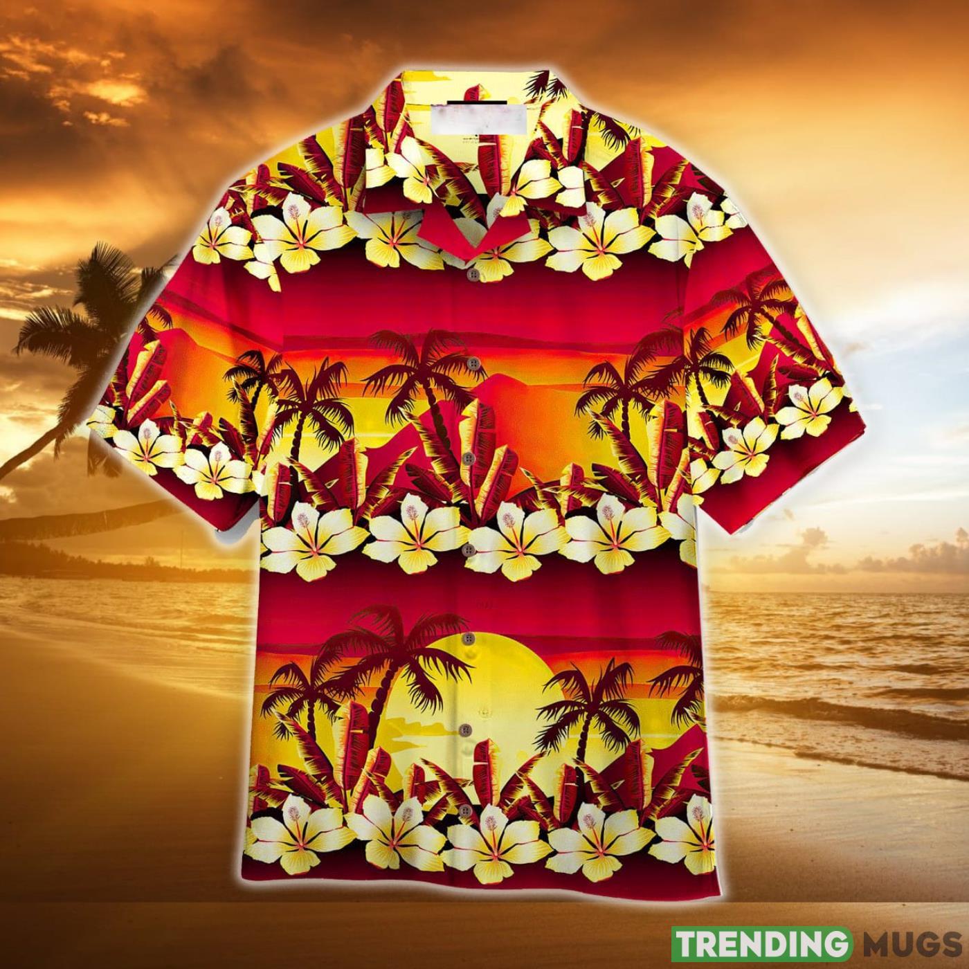 Hawaiian Tropical Sunset Hibiscus Flowers Pattern Orange Aloha Hawaiian Shirt Product Photo 1 Hawaiian Tropical Sunset Hibiscus Flowers Pattern Orange Aloha Hawaiian Shirt Product Photo 1