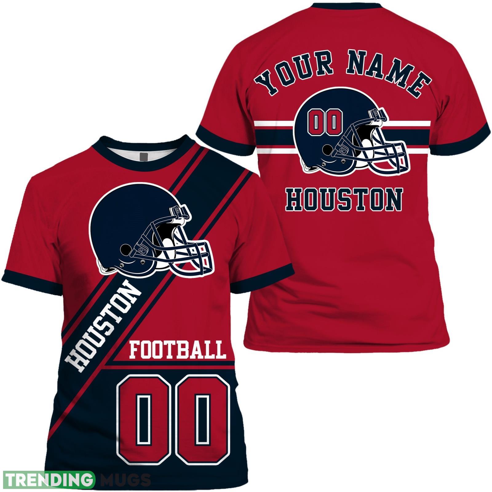 Houston Custom Name And Number 3D T- Shirt Houston Football Gift For Fans Product Photo 1 Houston Custom Name And Number 3D T- Shirt Houston Football Gift For Fans Product Photo 1