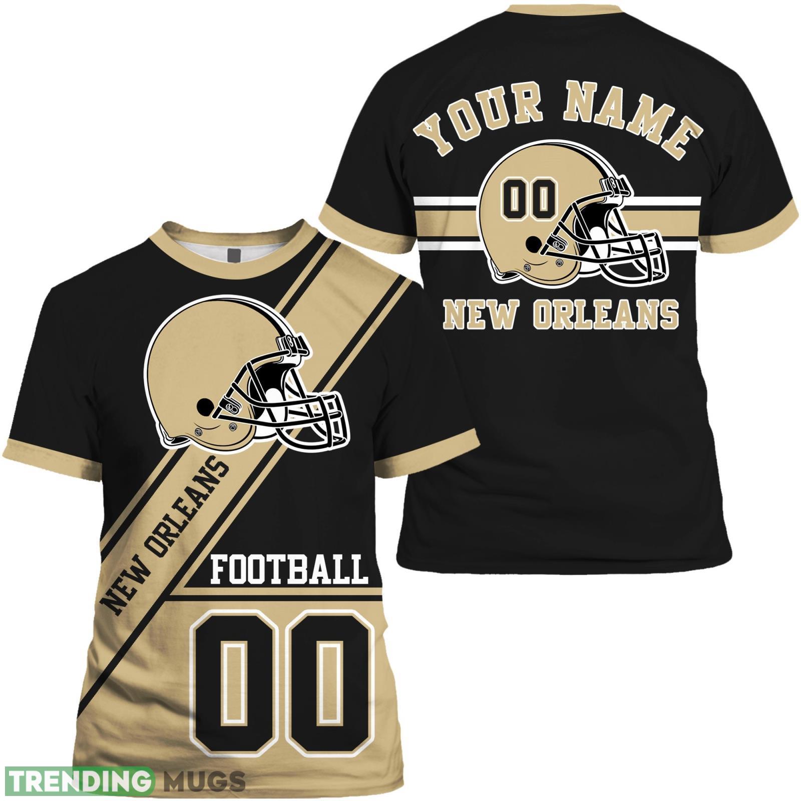 New Orleans Custom Name And Number 3D T- Shirt New Orleans Football Gift For Fans Product Photo 1 New Orleans Custom Name And Number 3D T- Shirt New Orleans Football Gift For Fans Product Photo 1