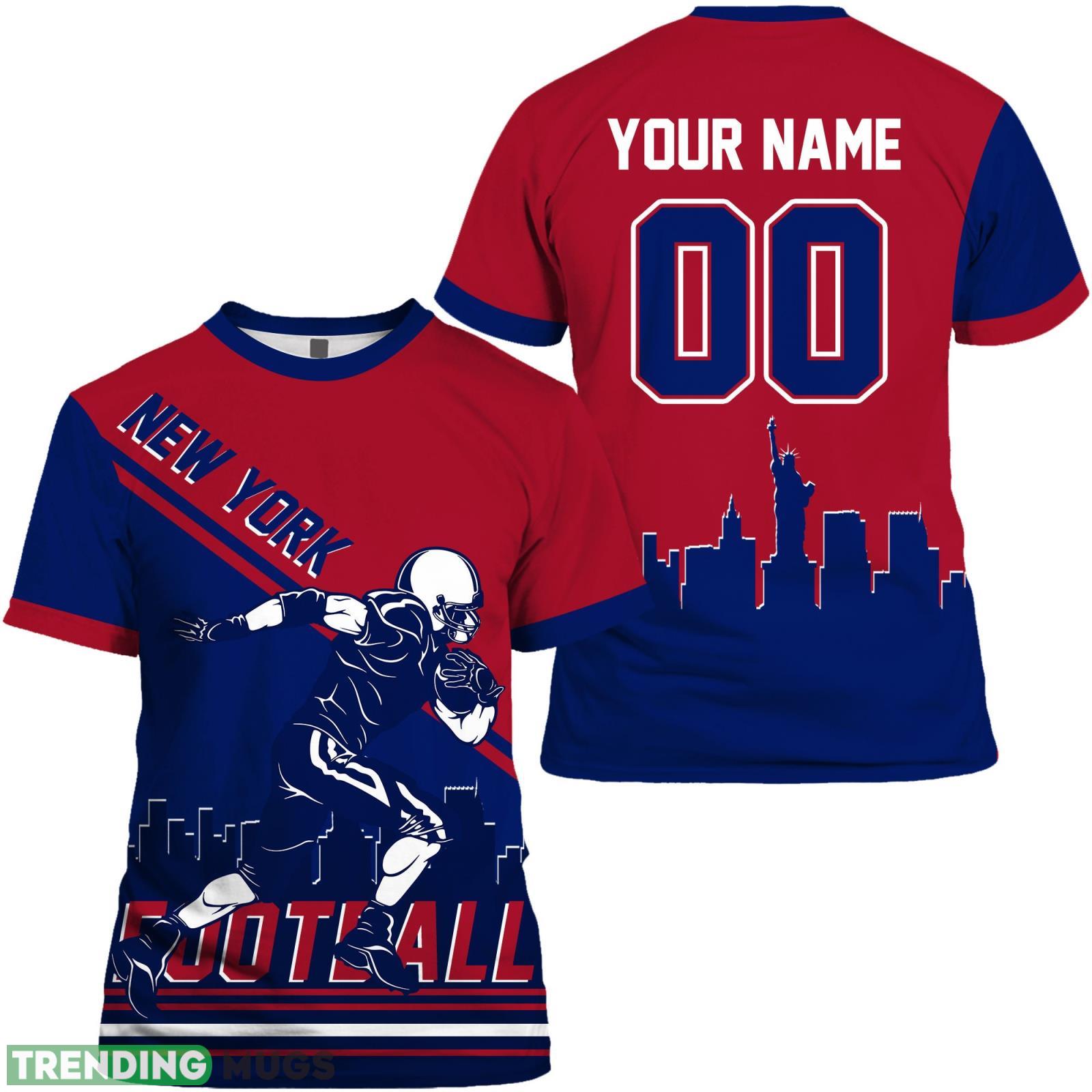 New York 3D T- Shirt New York Football Shirt Custom Name And Number For Fans Product Photo 1 New York 3D T- Shirt New York Football Shirt Custom Name And Number For Fans Product Photo 1