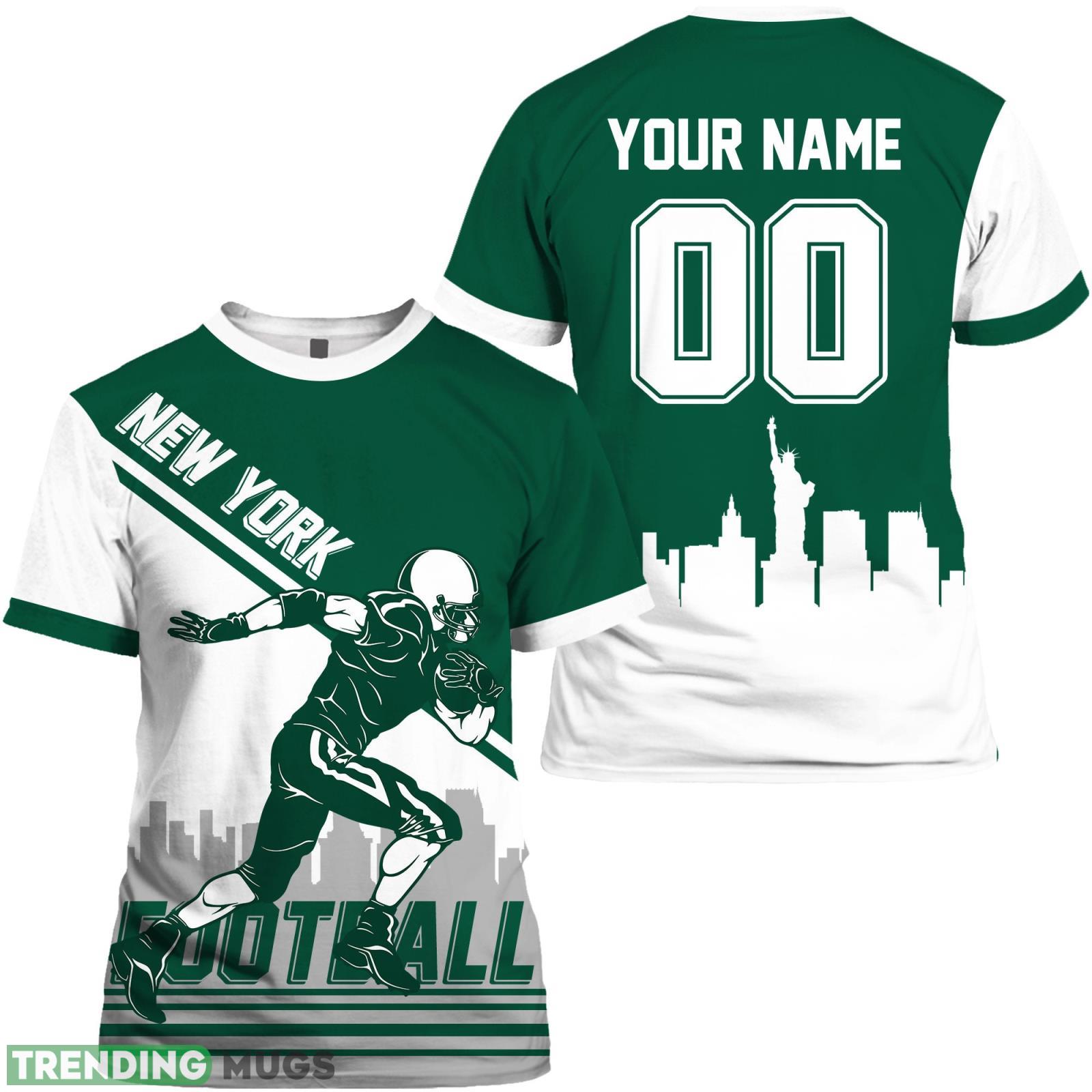 New York J 3D T- Shirt New York J Football Shirt Custom Name And Number For Fans Product Photo 1 New York J 3D T- Shirt New York J Football Shirt Custom Name And Number For Fans Product Photo 1