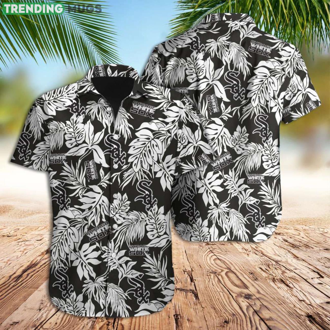 White Sox Beach Shirt Sox Tropical Leaves Hawaiian Shirt Product Photo 1 White Sox Beach Shirt Sox Tropical Leaves Hawaiian Shirt Product Photo 1