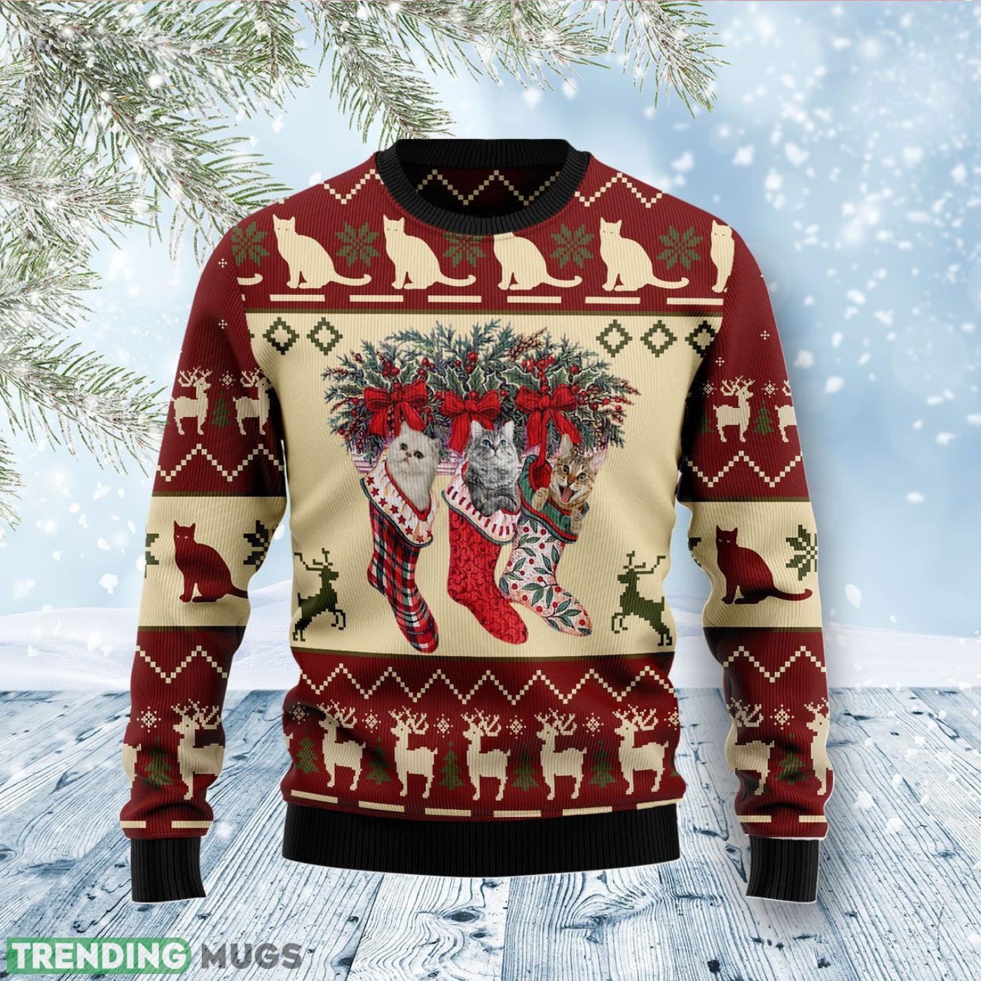 Cat And Sock Xmas Ugly Christmas Sweater Cute Christmas Gift For Men And Women Product Photo 1 Cat And Sock Xmas Ugly Christmas Sweater Cute Christmas Gift For Men And Women Product Photo 1