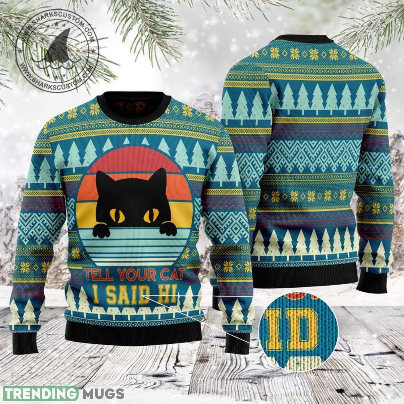 Cat Say Hi Ugly Christmas Sweater Cute Christmas Gift For Men And Women Product Photo 1 Cat Say Hi Ugly Christmas Sweater Cute Christmas Gift For Men And Women Product Photo 1