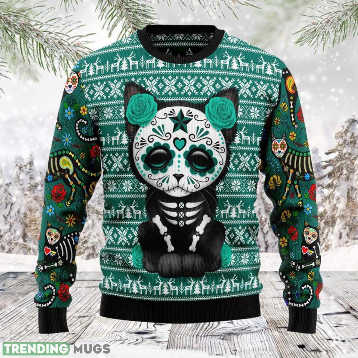 Cat Sugar Skull Ugly Christmas Sweater Cute Christmas Gift For Men And Women Product Photo 1 Cat Sugar Skull Ugly Christmas Sweater Cute Christmas Gift For Men And Women Product Photo 1