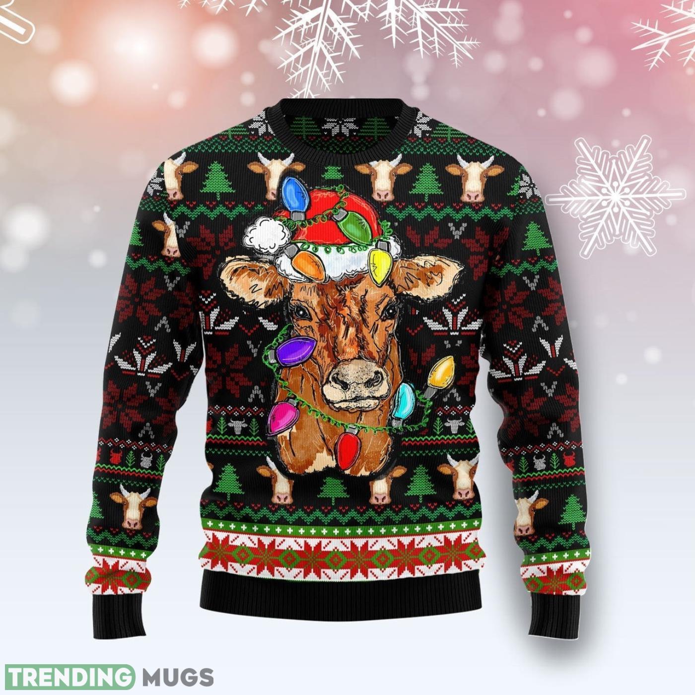 Cow With Santa Ugly Christmas Sweater Cute Christmas Gift For Men And Women Product Photo 1 Cow With Santa Ugly Christmas Sweater Cute Christmas Gift For Men And Women Product Photo 1