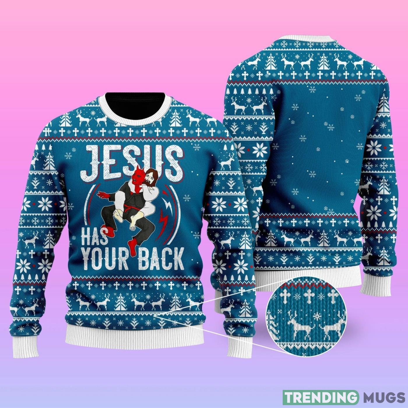 Jesus Has Your Back Jiu Jitsu Ugly Christmas Sweater Cute Christmas Gift For Men And Women Product Photo 1 Jesus Has Your Back Jiu Jitsu Ugly Christmas Sweater Cute Christmas Gift For Men And Women Product Photo 1