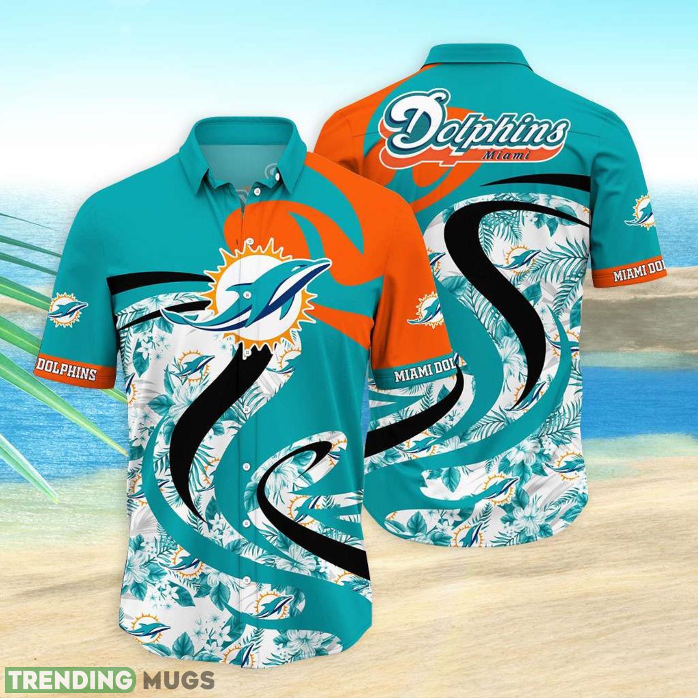 Miami Dolphins Hawaiian Shirt Dolphins Tropical Leaves Hawaiian Shirt Product Photo 1 Miami Dolphins Hawaiian Shirt Dolphins Tropical Leaves Hawaiian Shirt Product Photo 1