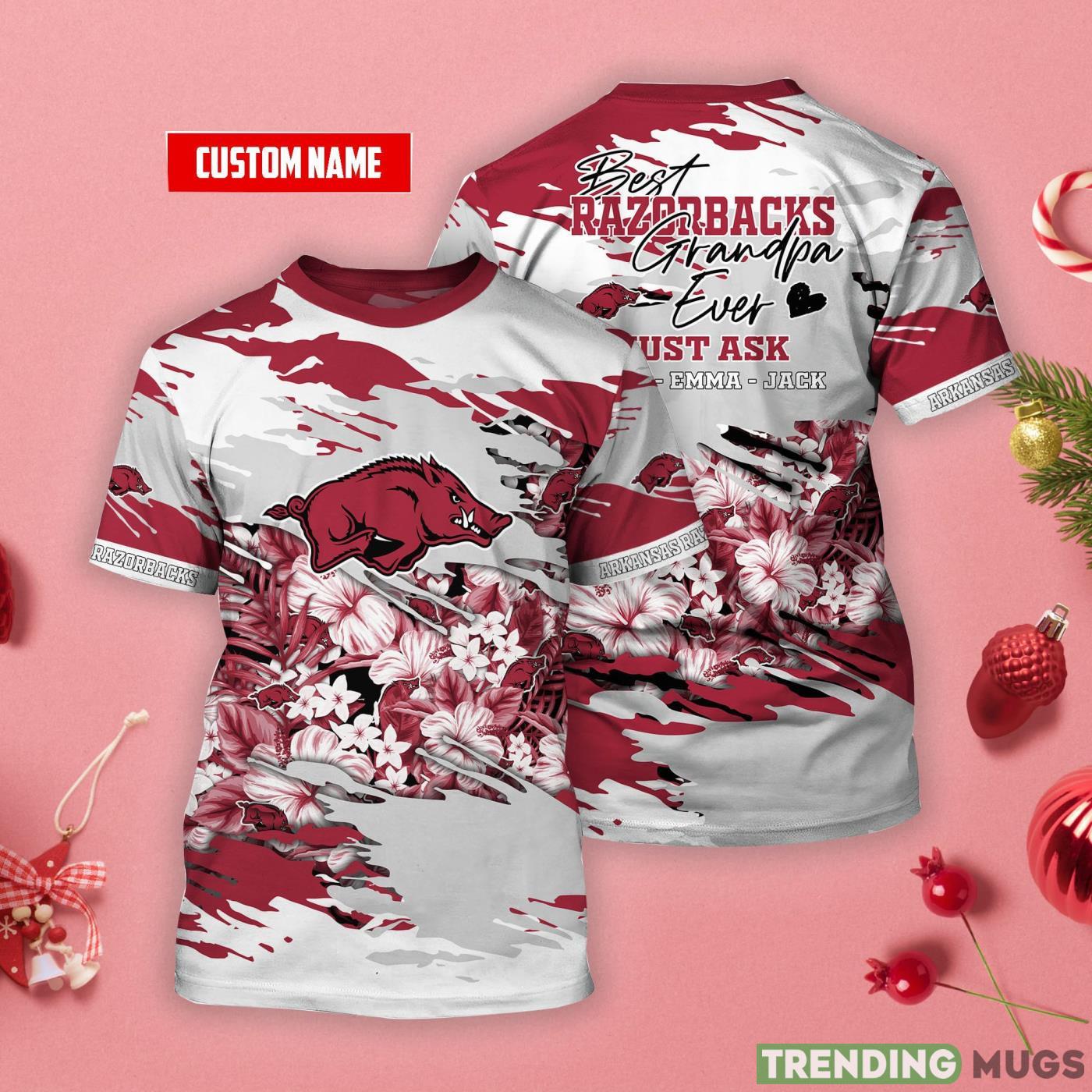 Arkansas Razorbacks Personalized Name Tropical Style 3D T-Shirt Product Photo 1 Arkansas Razorbacks Personalized Name Tropical Style 3D T-Shirt Product Photo 1