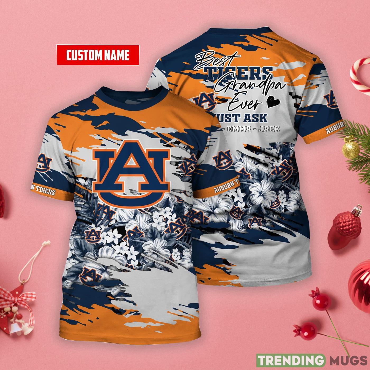 Auburn Tigers Personalized Name Tropical Style 3D T-Shirt Product Photo 1 Auburn Tigers Personalized Name Tropical Style 3D T-Shirt Product Photo 1