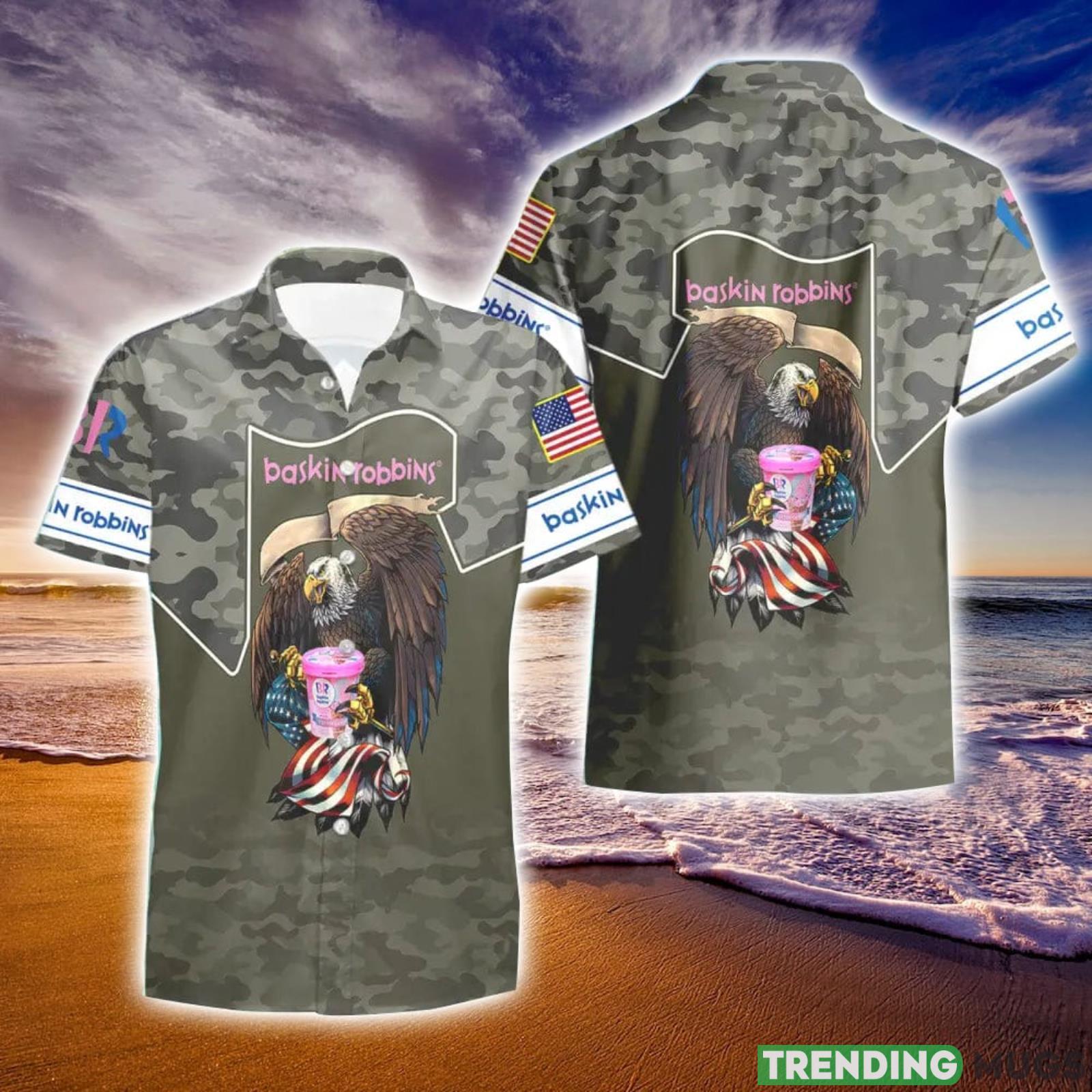 Baskin Robbins Green Camo Eagle Usa Flag Hawaiian Shirt And Shorts Best Gift For Summer Holiday Hawaiian & Short Baskin Robbins Green Camo Eagle Usa Flag Hawaiian Shirt And Shorts Best Gift For Summer Holiday Hawaiian & Short