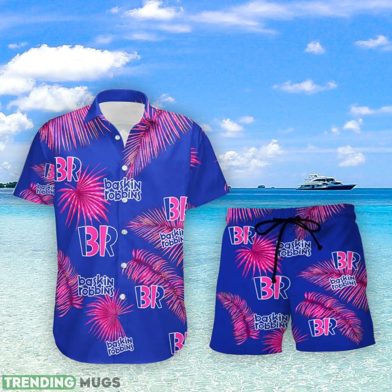 Baskin Robbins Palm Leaves Tropical Hawaiian Shirt And Shorts Unique Summer Gift Product Photo 1 Baskin Robbins Palm Leaves Tropical Hawaiian Shirt And Shorts Unique Summer Gift Product Photo 1