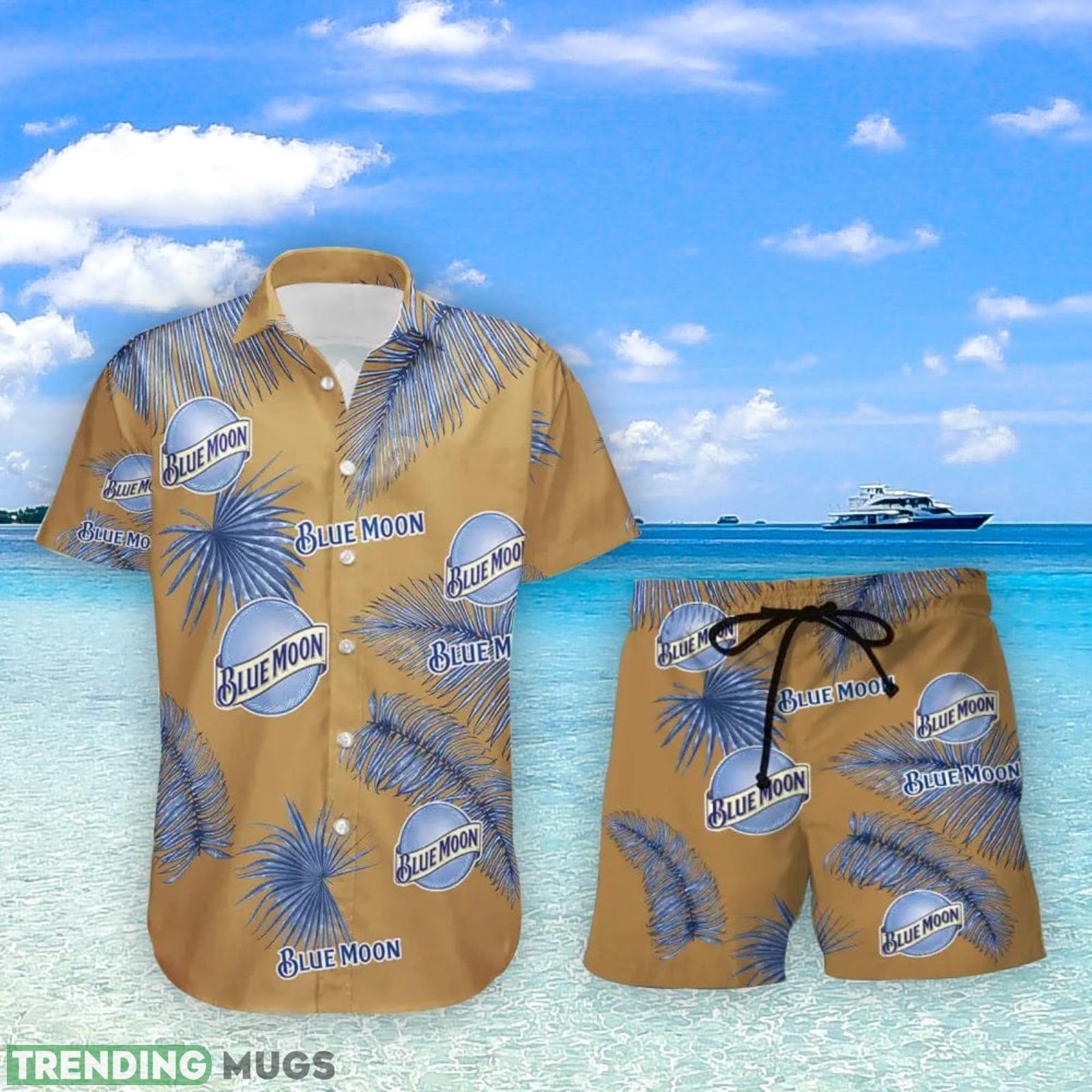 Blue Moon Beer Palm Leaves Tropical Hawaiian Shirt And Shorts Unique Summer Gift Product Photo 1 Blue Moon Beer Palm Leaves Tropical Hawaiian Shirt And Shorts Unique Summer Gift Product Photo 1