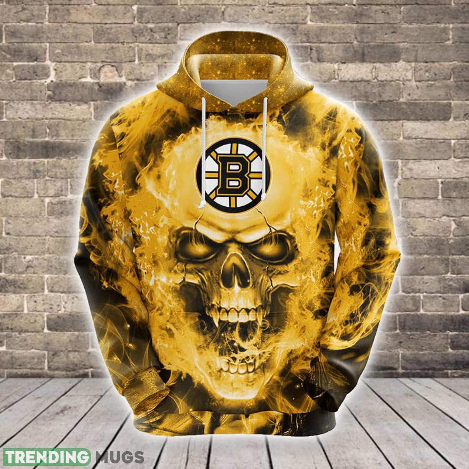 Boston Bruins NHL Skull Funny Yellow 3D Hoodie For Fans Best Sport Gift Men And Women Product Photo 1