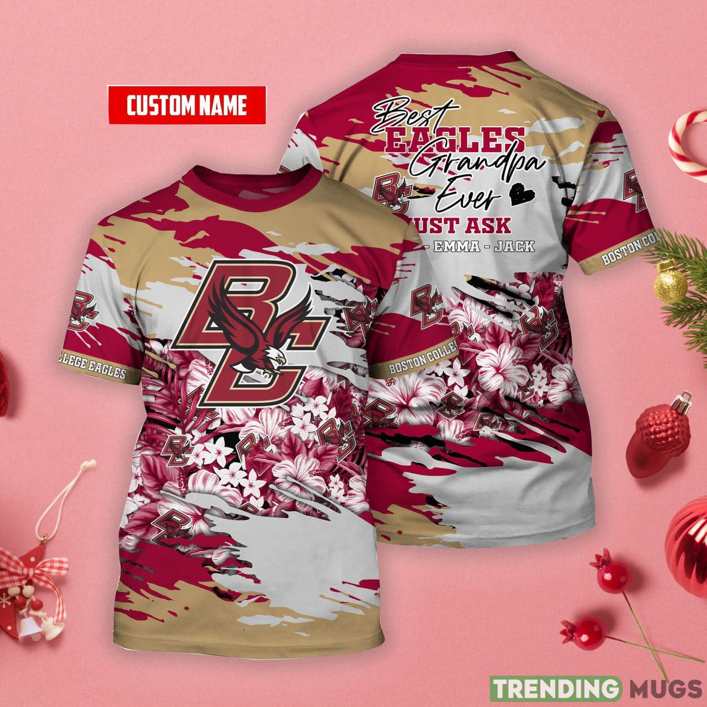 Boston College Eagles Personalized Name Tropical Style 3D T-Shirt Product Photo 1 Boston College Eagles Personalized Name Tropical Style 3D T-Shirt Product Photo 1