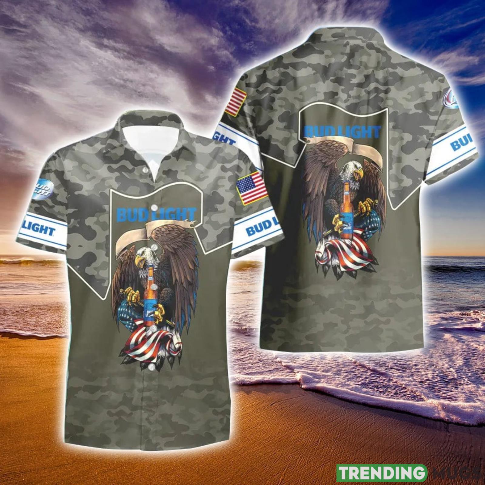 Bud Light Beer Green Camo Eagle Usa Flag Hawaiian Shirt And Shorts Best Gift For Summer Holiday Hawaiian & Short Bud Light Beer Green Camo Eagle Usa Flag Hawaiian Shirt And Shorts Best Gift For Summer Holiday Hawaiian & Short