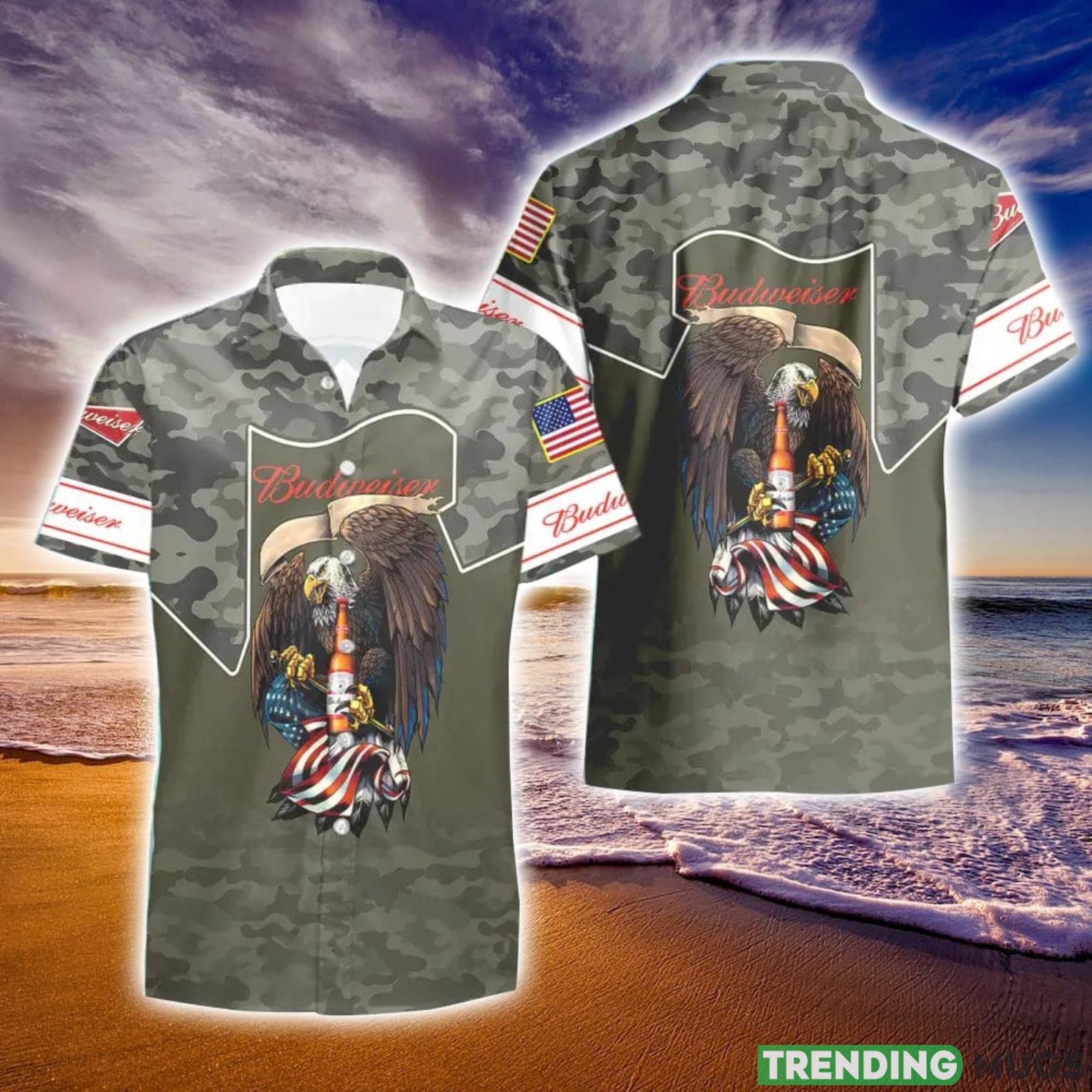 Budweiser Beer Green Camo Eagle Usa Flag Hawaiian Shirt And Shorts Best Gift For Summer Holiday Hawaiian & Short Budweiser Beer Green Camo Eagle Usa Flag Hawaiian Shirt And Shorts Best Gift For Summer Holiday Hawaiian & Short