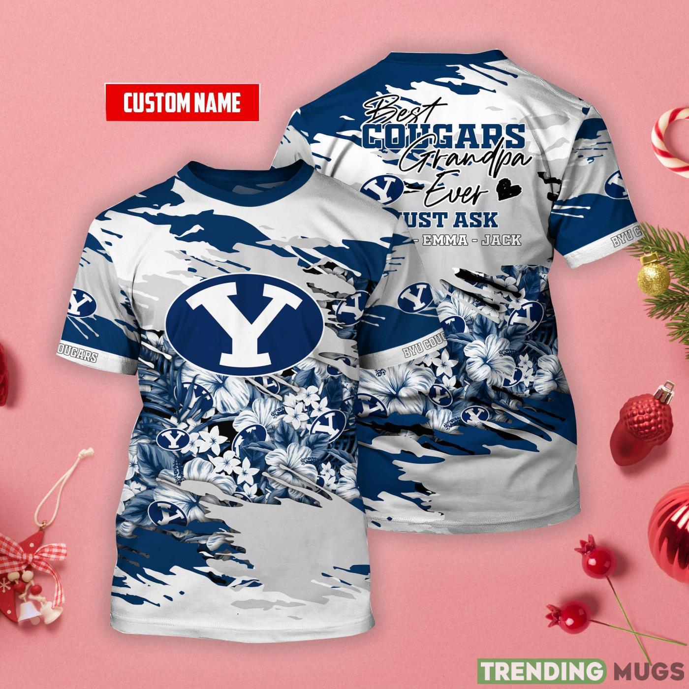 BYU Cougars Personalized Name Tropical Style 3D T-Shirt Product Photo 1 BYU Cougars Personalized Name Tropical Style 3D T-Shirt Product Photo 1