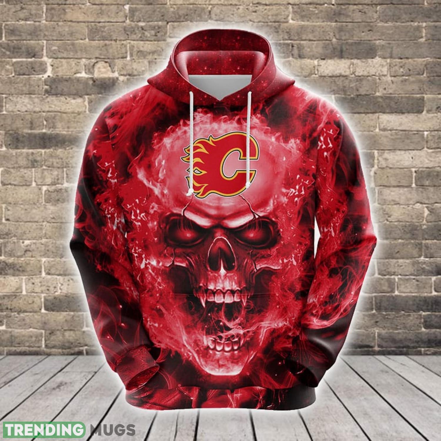 Calgary Flames NHL Skull Funny Red 3D Hoodie For Fans Best Sport Gift Men And Women Product Photo 1 Calgary Flames NHL Skull Funny Red 3D Hoodie For Fans Best Sport Gift Men And Women Product Photo 1