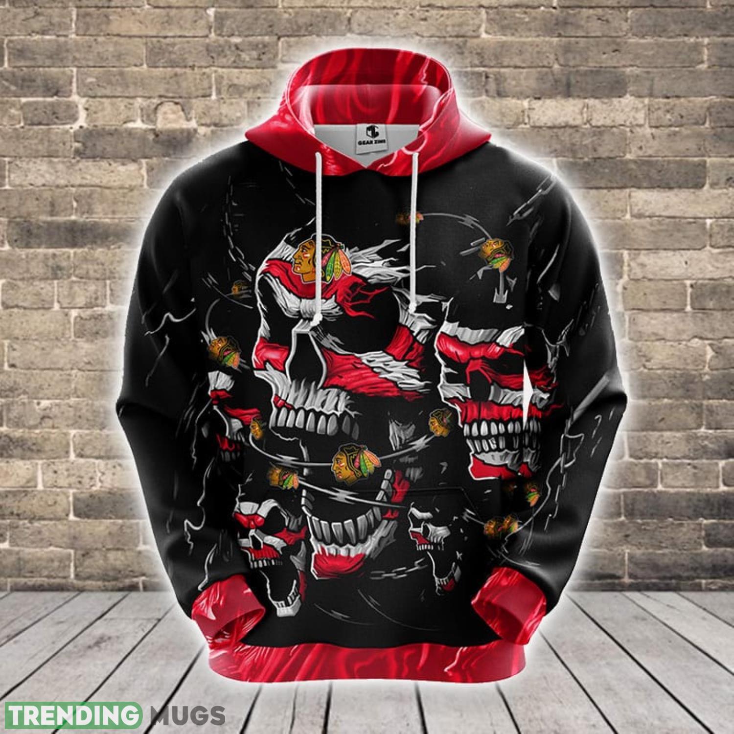 Chicago Blackhawks NHL Skull Funny Red 3D Hoodie For Fans Best Sport Gift Men And Women Product Photo 1 Chicago Blackhawks NHL Skull Funny Red 3D Hoodie For Fans Best Sport Gift Men And Women Product Photo 1