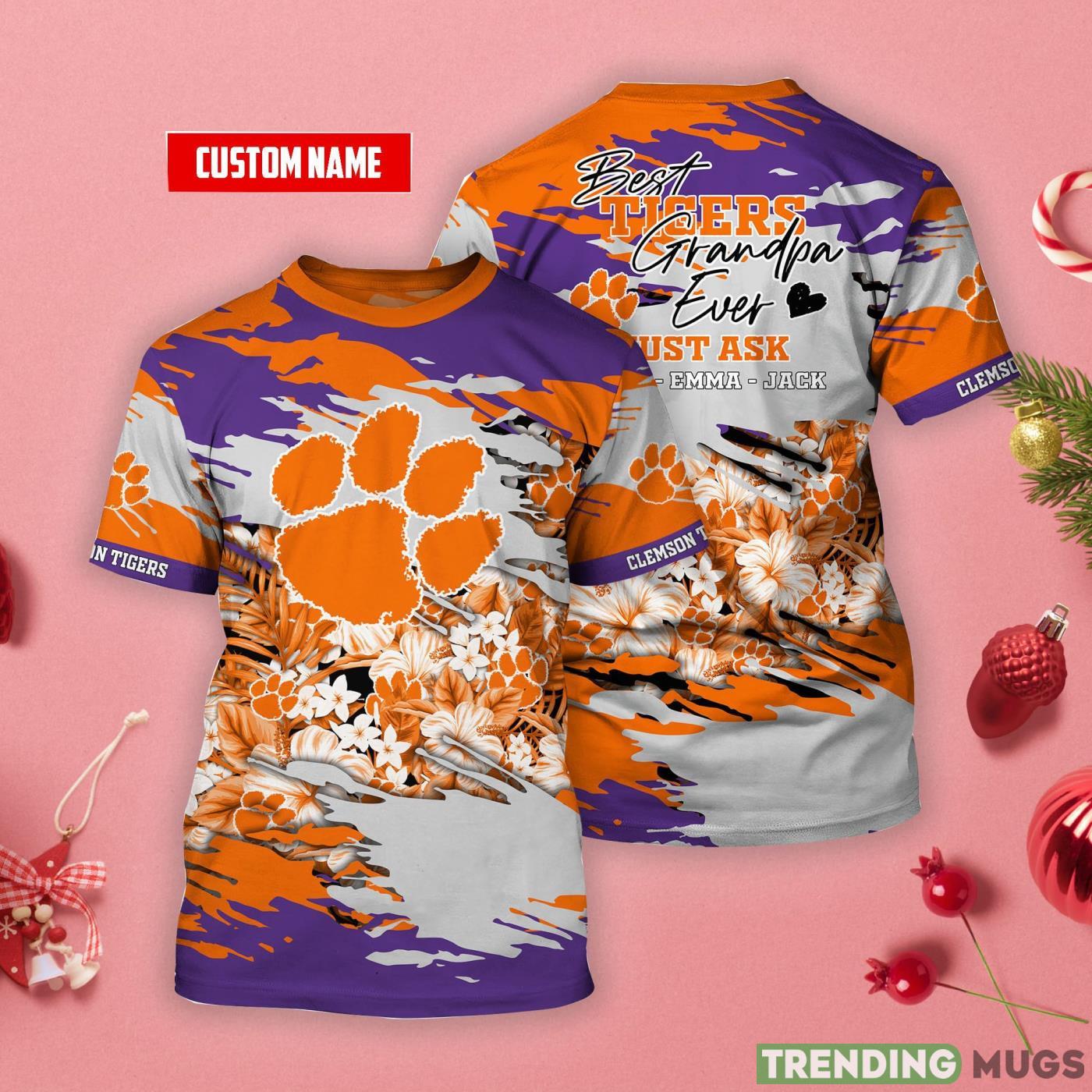Clemson Tigers Personalized Name Tropical Style 3D T-Shirt Product Photo 1 Clemson Tigers Personalized Name Tropical Style 3D T-Shirt Product Photo 1