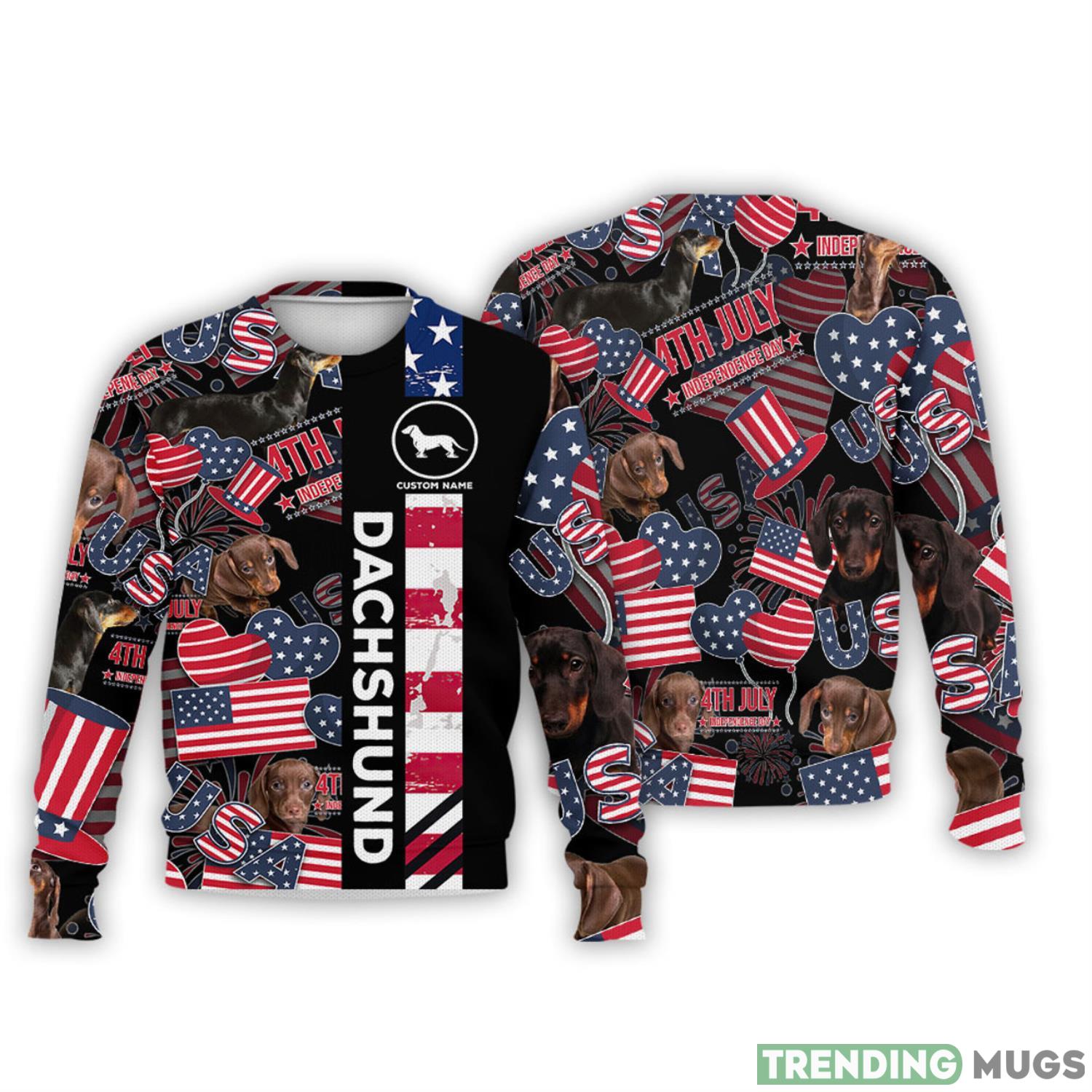 Dachshund Cute Pattern 4th Of July Holiday Flag American Gift 3D Sweater Product Photo 1 Dachshund Cute Pattern 4th Of July Holiday Flag American Gift 3D Sweater Product Photo 1