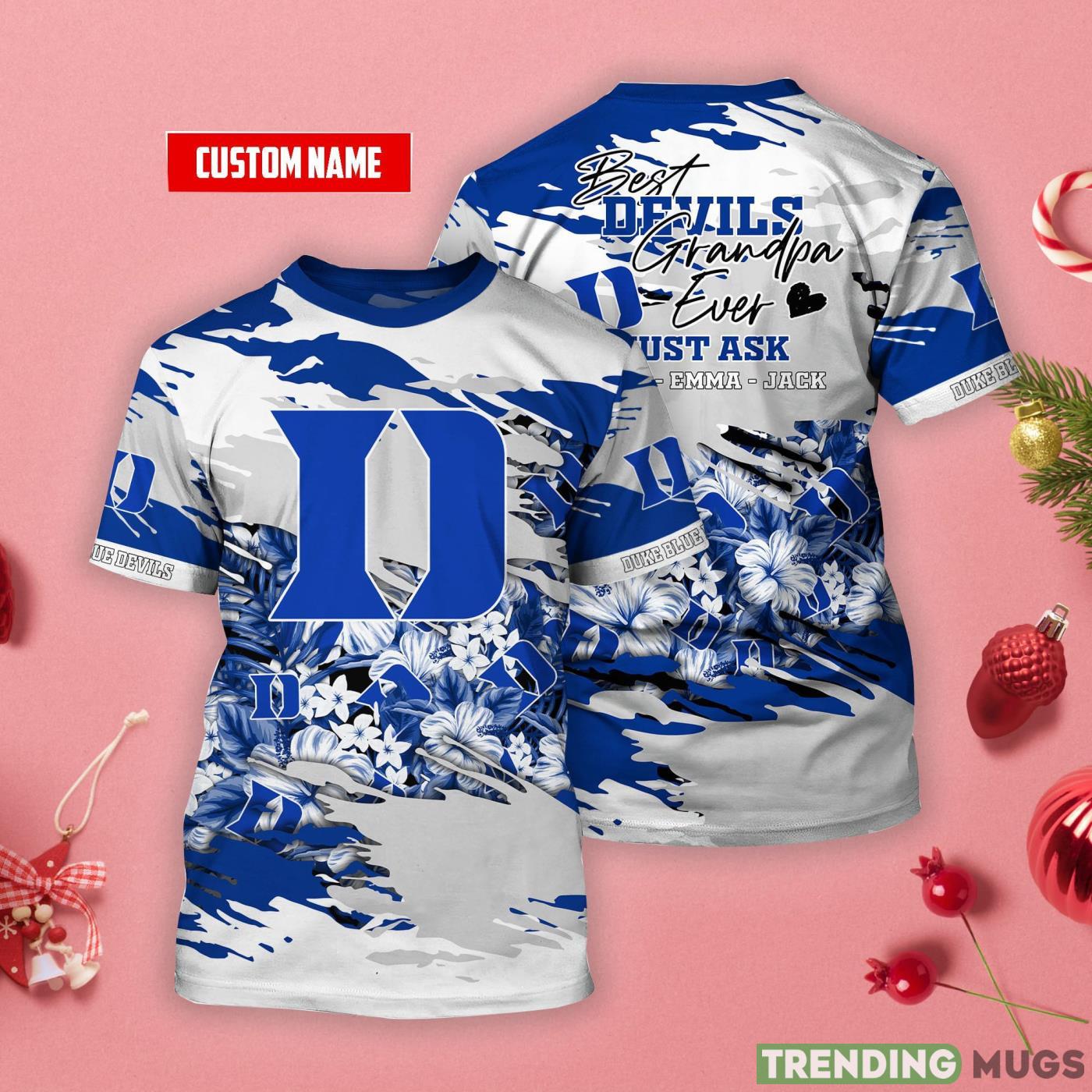 Duke Blue Devils Personalized Name Tropical Style 3D T-Shirt Product Photo 1 Duke Blue Devils Personalized Name Tropical Style 3D T-Shirt Product Photo 1