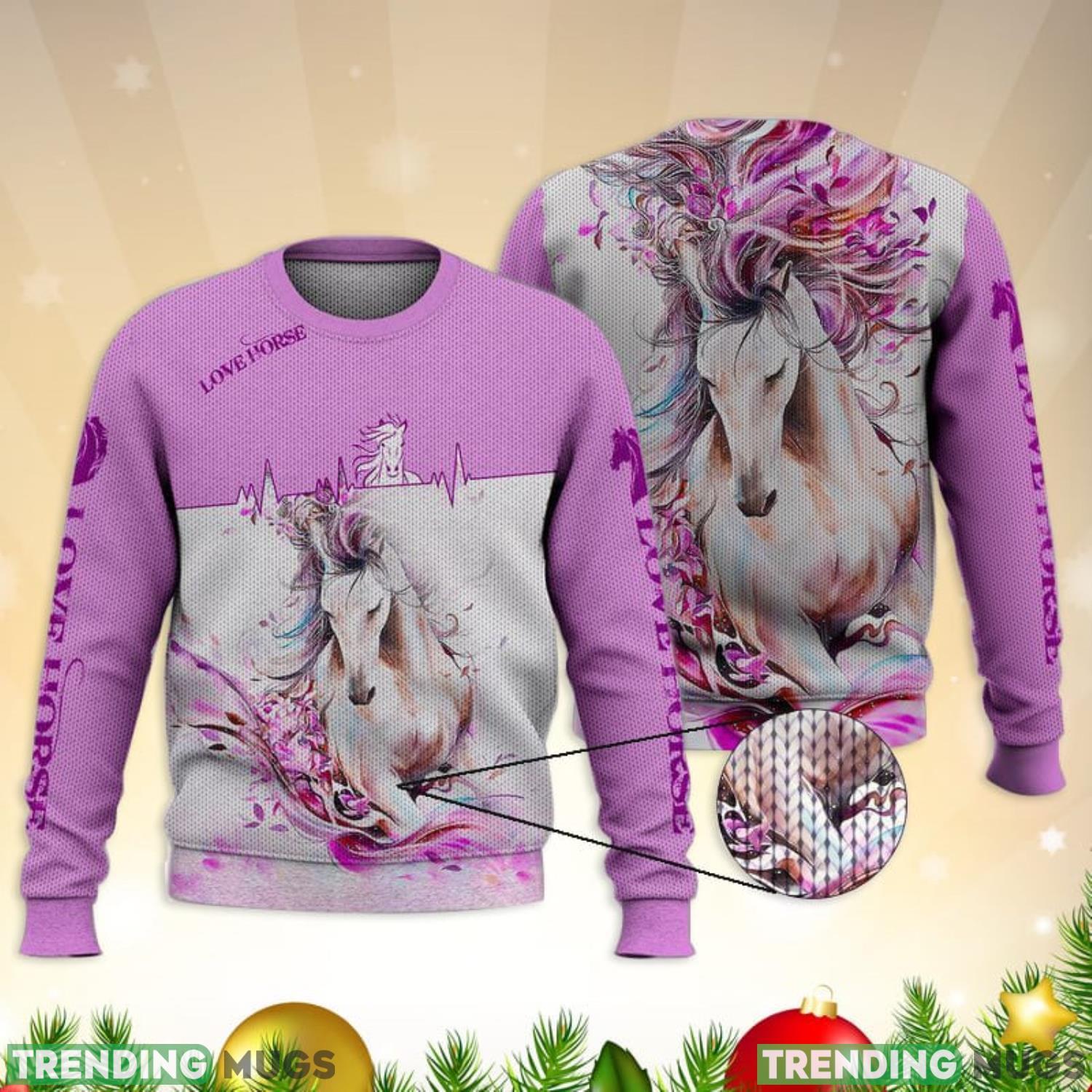 Flower Horse Purple 3D Full Print Ugly Sweater Christmas Gift Sweater Product Photo 1 Flower Horse Purple 3D Full Print Ugly Sweater Christmas Gift Sweater Product Photo 1