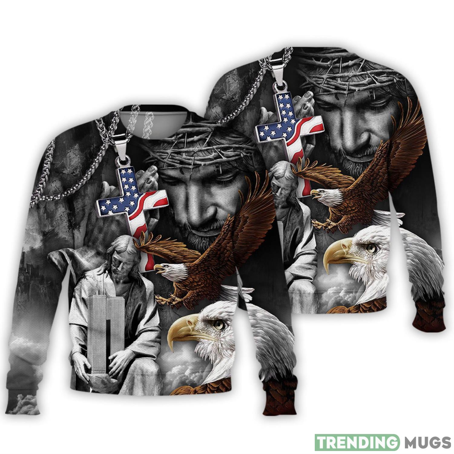 Gift Patriot Day 3D Sweater Jesus Cross USA Flag Twin Tower Eagle Gifts 3D Sweater Product Photo 1 Gift Patriot Day 3D Sweater Jesus Cross USA Flag Twin Tower Eagle Gifts 3D Sweater Product Photo 1