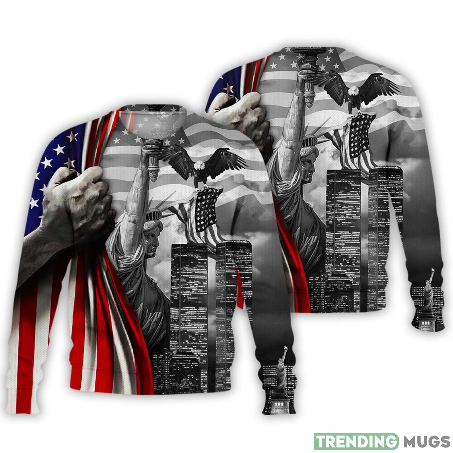 Grey Twin Tower Eagle Statue Of Liberty Usa Flag Sweater Gifts For Patriot Product Photo 1 Grey Twin Tower Eagle Statue Of Liberty Usa Flag Sweater Gifts For Patriot Product Photo 1