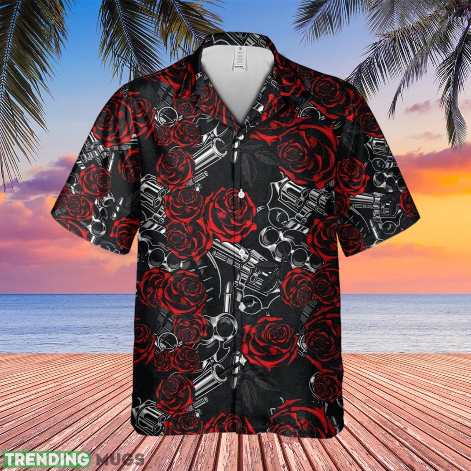 Handguns With Red Roses Hawaiian Shirt Summer Gift For Men And Women Product Photo 1
