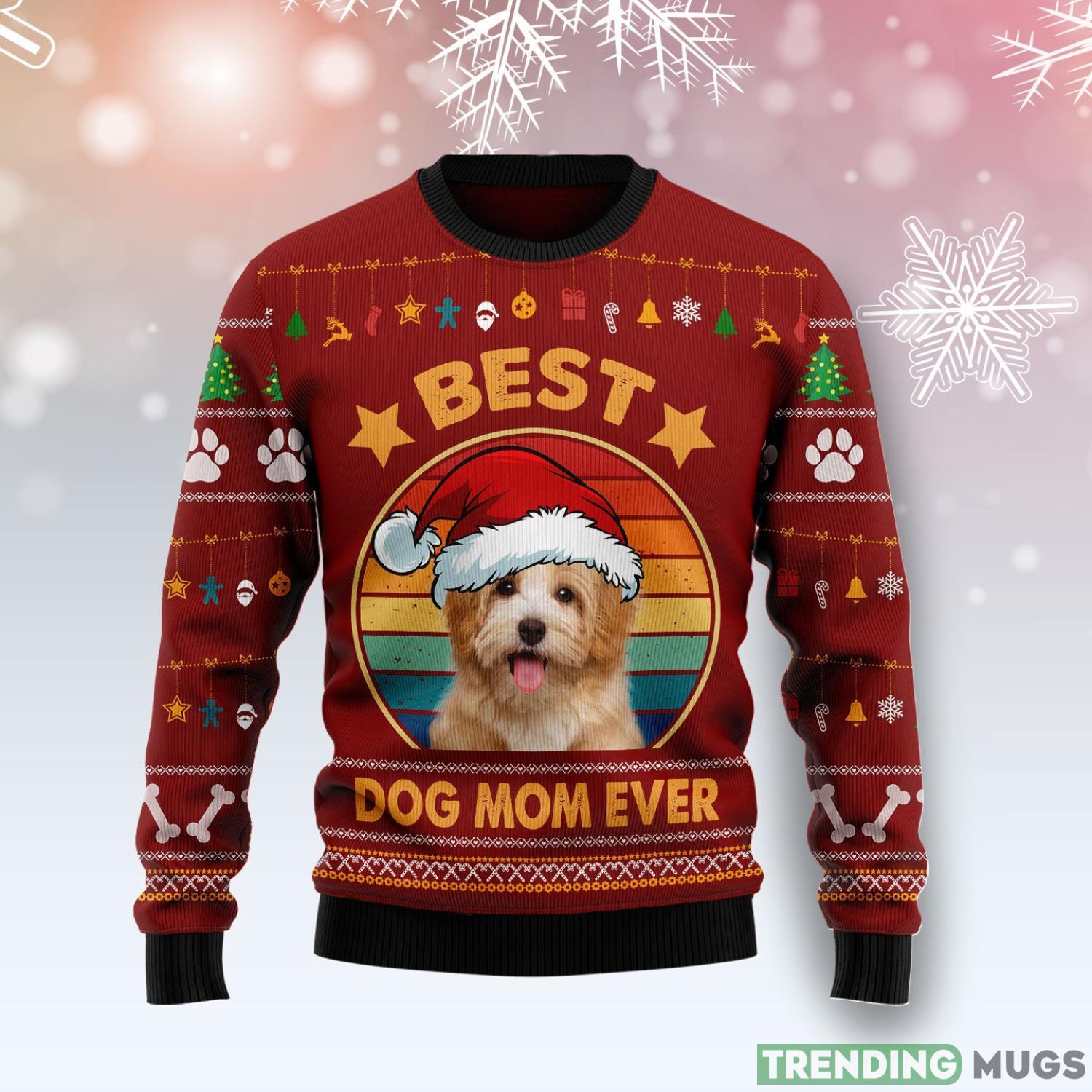 Havanese Best Dog Mom Ever Dog Lover Ugly Christmas Sweater Product Photo 1