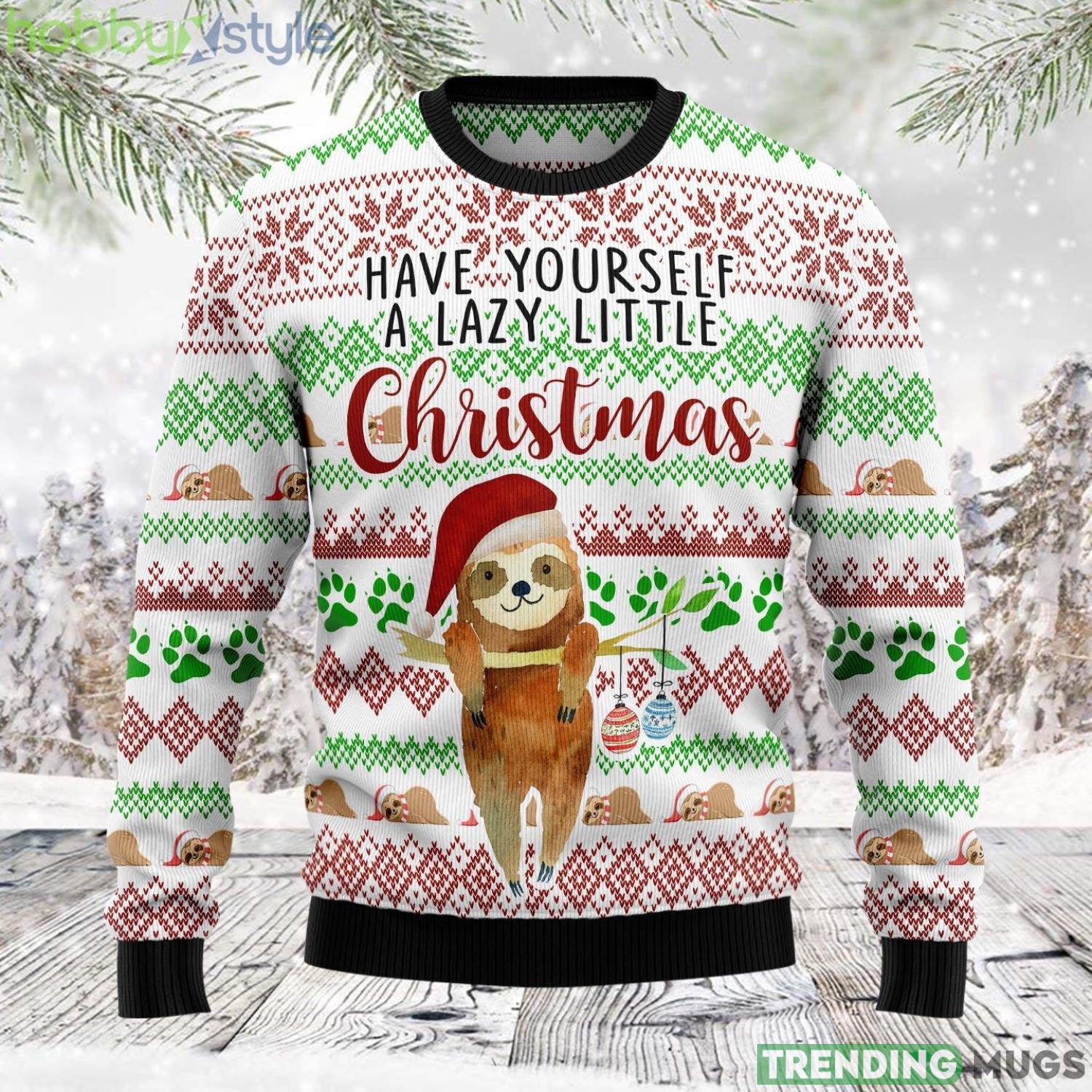 Have Yourself A Lazy Christmas Sloth Sloth Lover Ugly Christmas Sweater Product Photo 1