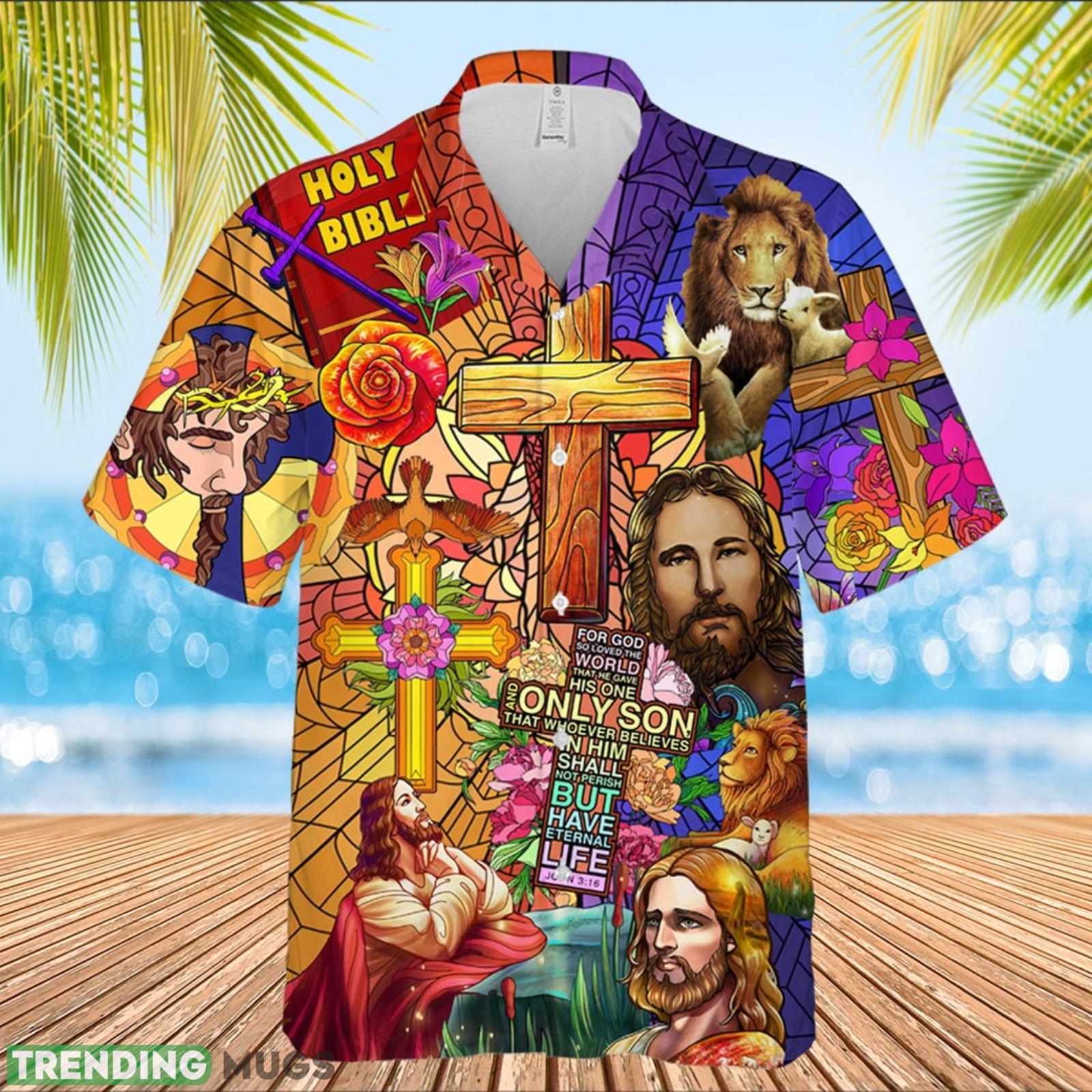 Holly Bible Jesus And Lions God Lovers Hawaiian Shirt Summer Gift For Men And Women Product Photo 1 Holly Bible Jesus And Lions God Lovers Hawaiian Shirt Summer Gift For Men And Women Product Photo 1