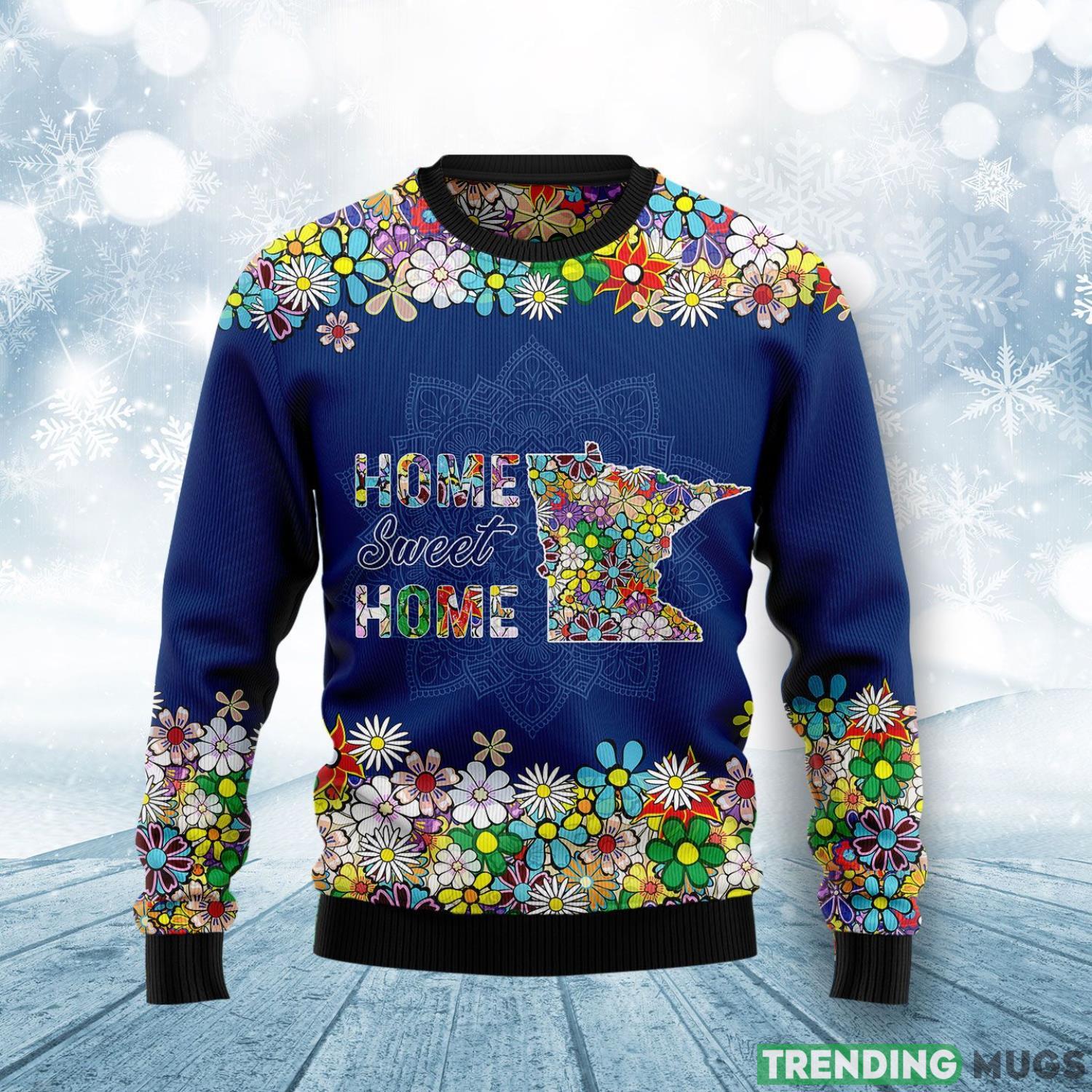 Home Sweet Home Minnesota Flower Ugly Christmas Sweater Product Photo 1 Home Sweet Home Minnesota Flower Ugly Christmas Sweater Product Photo 1