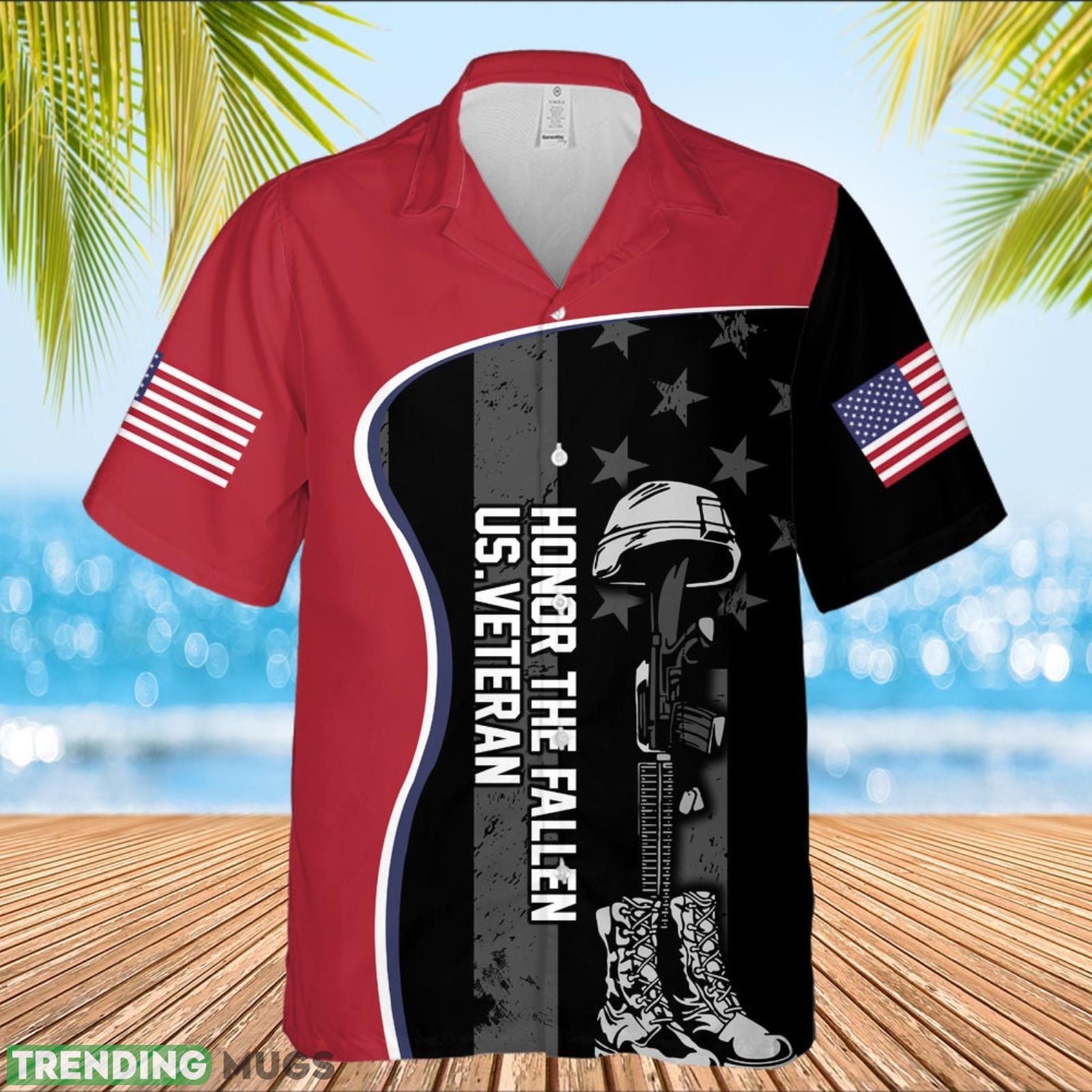 Honor The Fallen US Veteran Combat Boots And Dogtags Red Black Hawaiian Shirt Summer Gift For Men And Women Product Photo 1 Honor The Fallen US Veteran Combat Boots And Dogtags Red Black Hawaiian Shirt Summer Gift For Men And Women Product Photo 1