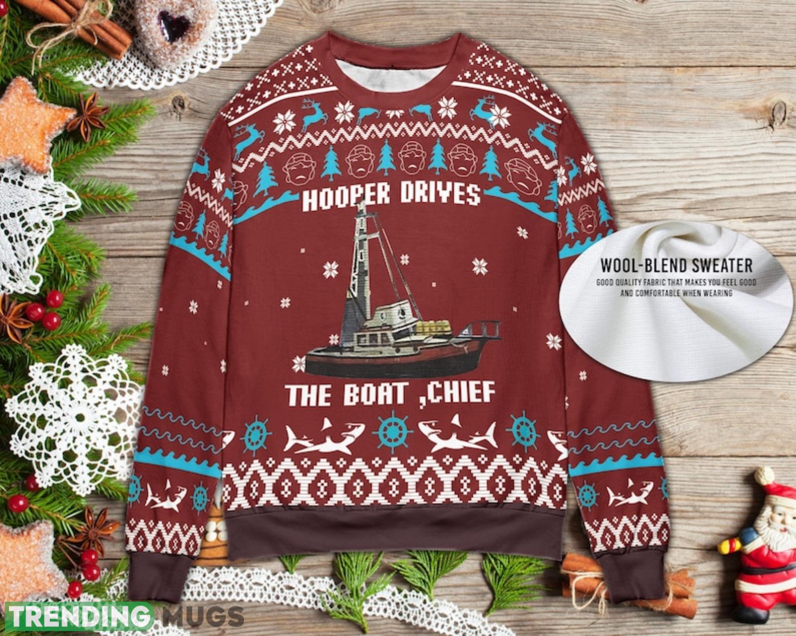 Hooper Drives The Boat Chief Christmas Gift Ugly Christmas Sweater Product Photo 1 Hooper Drives The Boat Chief Christmas Gift Ugly Christmas Sweater Product Photo 1