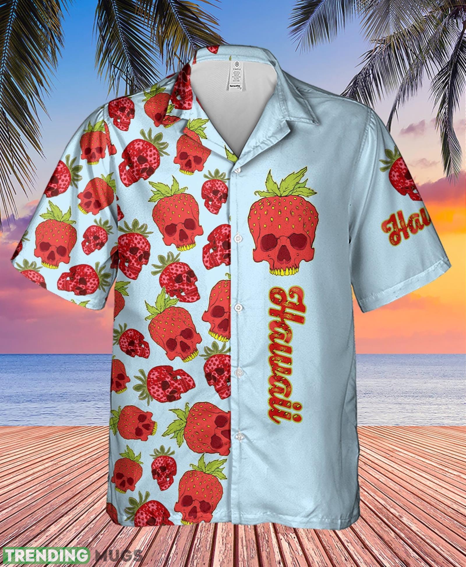 Horror Strawberry Skull Hawaiian Short Sleeve Aloha Hawaiian Shirt Summer Gift For Men And Women Product Photo 1