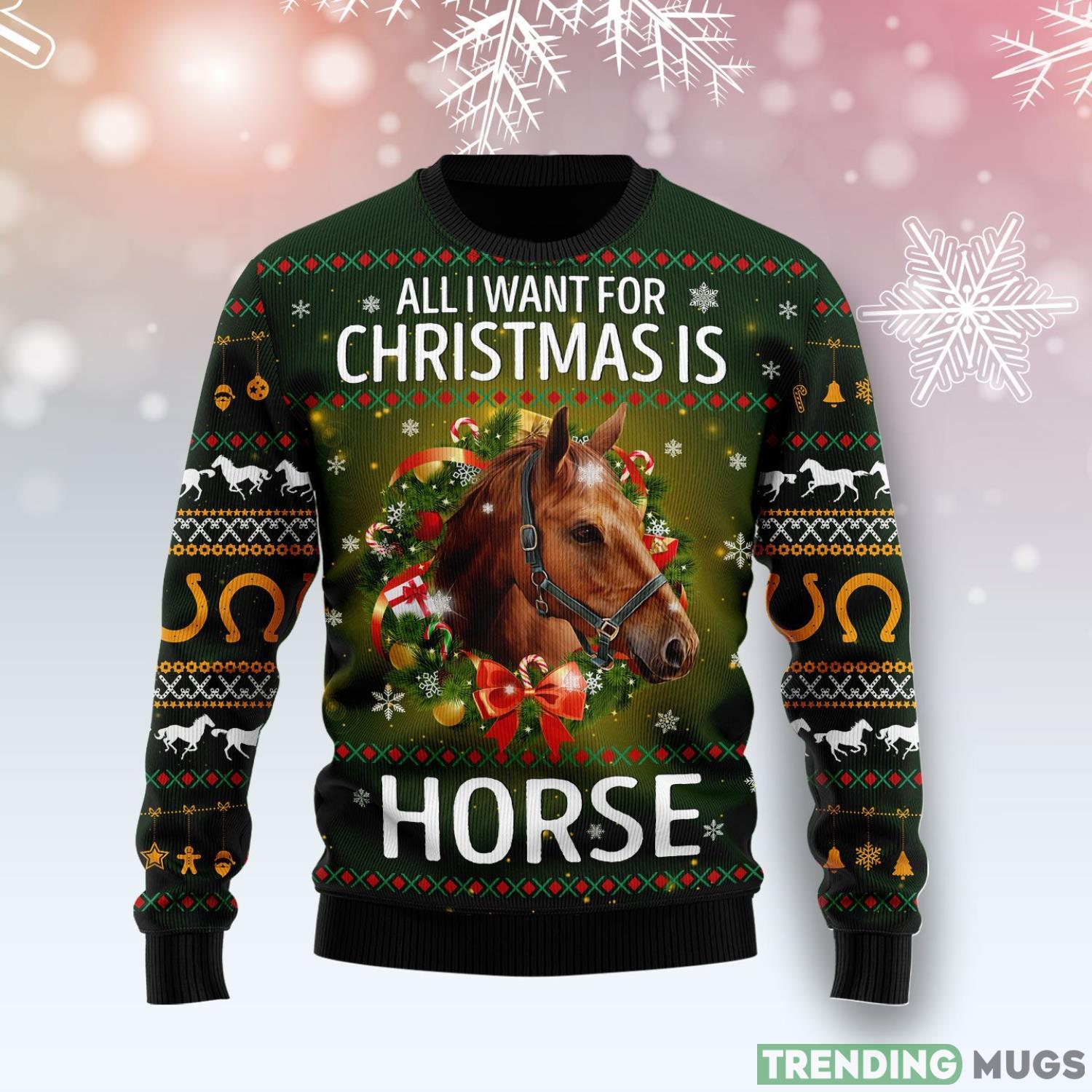 Horse All I Need For Christmas Horse Lover Ugly Christmas Sweater Product Photo 1 Horse All I Need For Christmas Horse Lover Ugly Christmas Sweater Product Photo 1