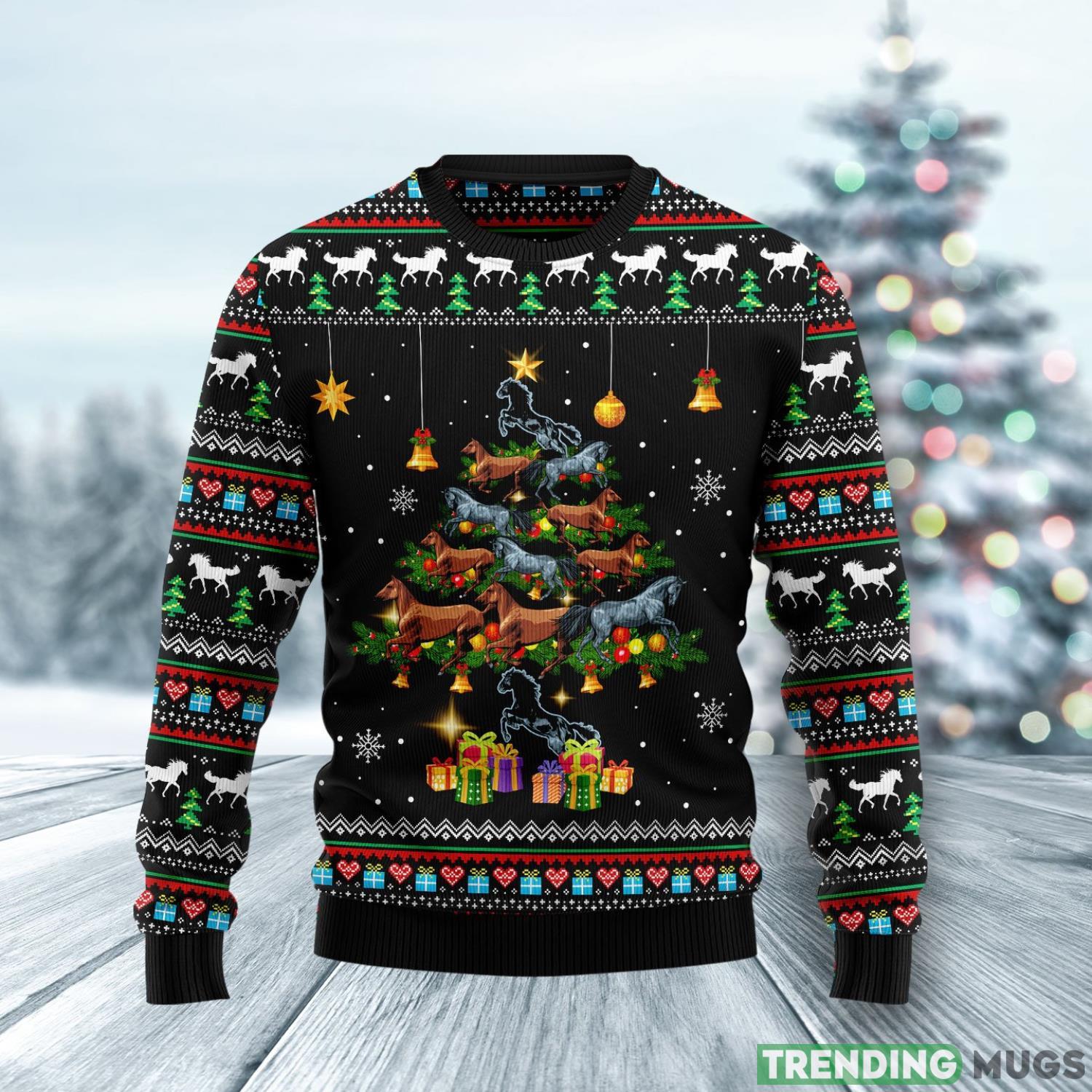 Horse Christmas Tree Ugly Christmas Sweater Funny Family Sweater Gifts Product Photo 1 Horse Christmas Tree Ugly Christmas Sweater Funny Family Sweater Gifts Product Photo 1