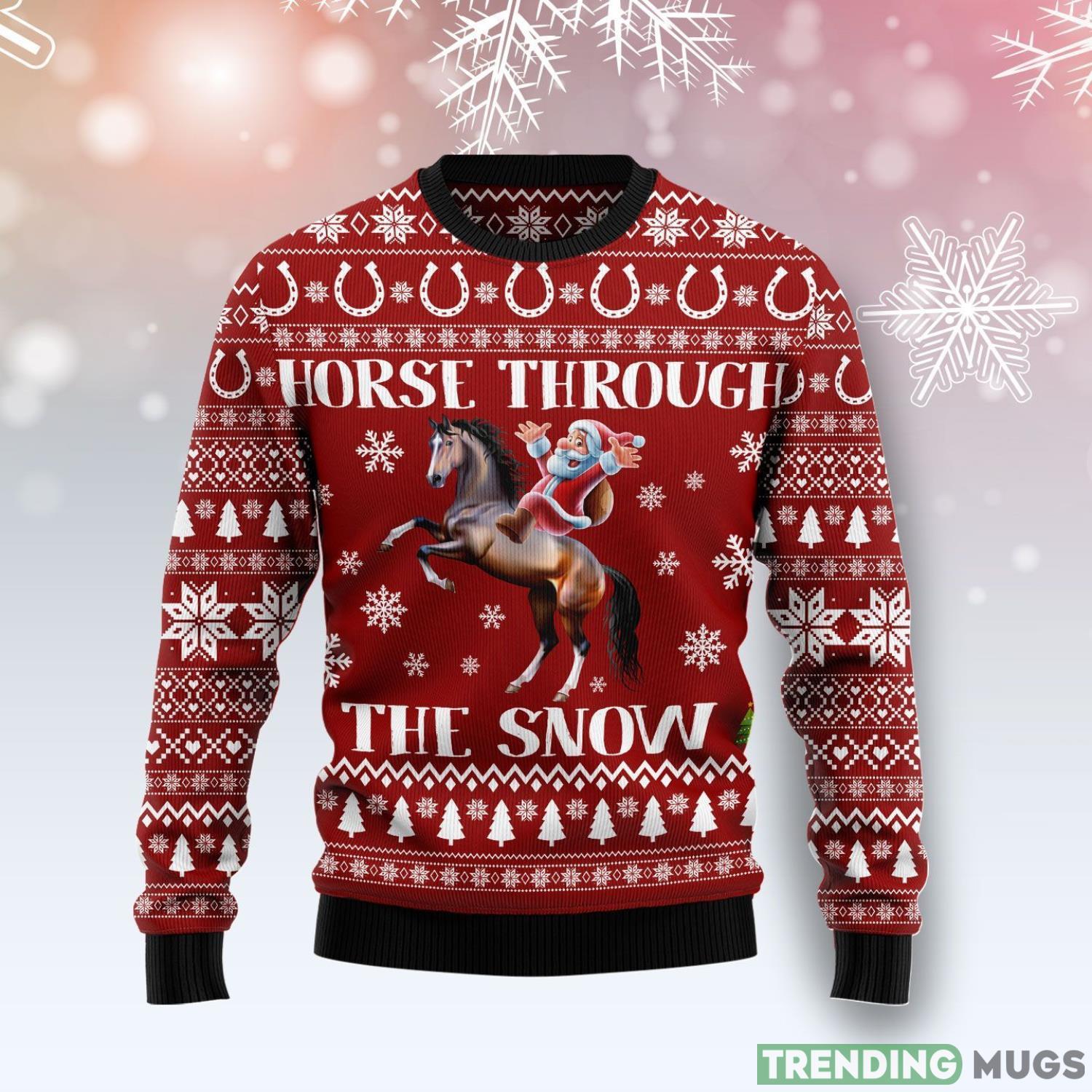 Horse Through The Snow Horse Lover Ugly Christmas Sweater Product Photo 1 Horse Through The Snow Horse Lover Ugly Christmas Sweater Product Photo 1